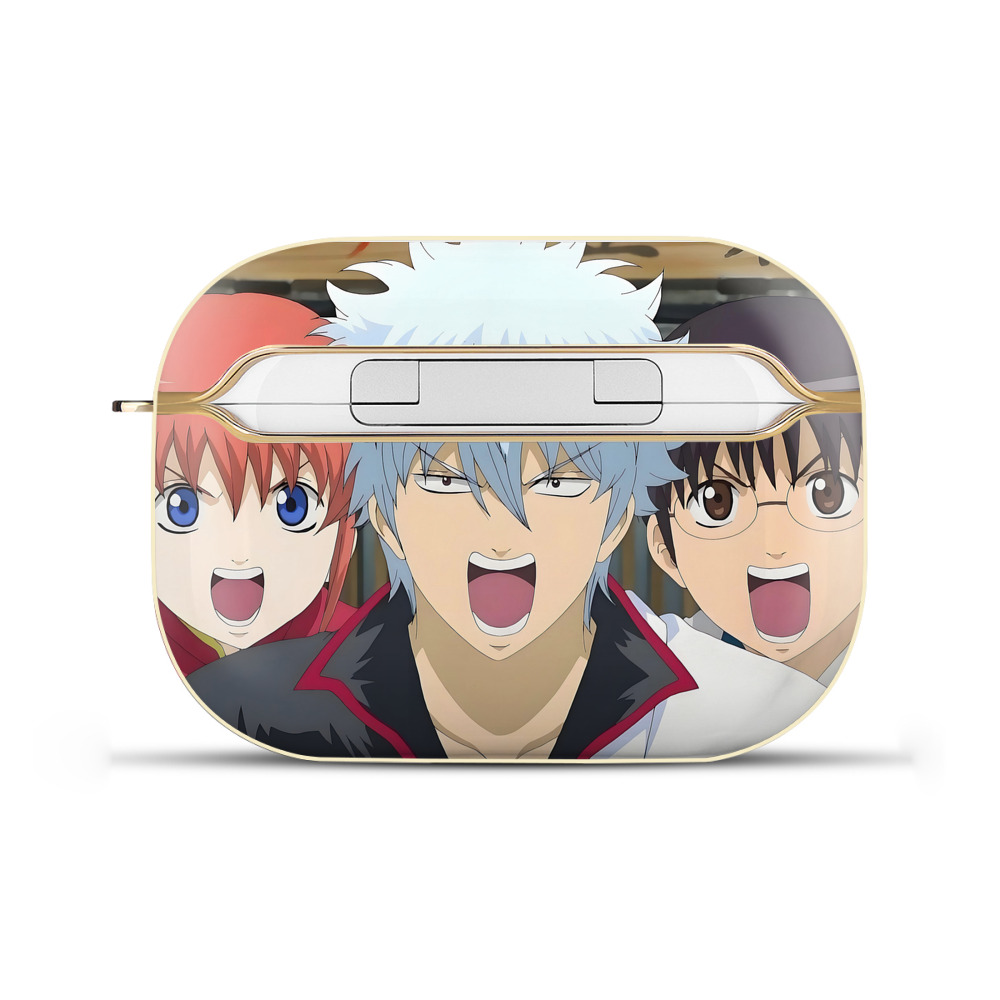 （画像用） ぎんたま 坂田銀時（さかたぎんとき） 神楽 志村新八（しむら しんぱち） GINTAMA Sakata Gintoki Kagura Shimura Shinpachi 【AirPods Pro用】ハードシェル保護ケース｜耐衝撃・防指紋・カラビナ付き商品仕様