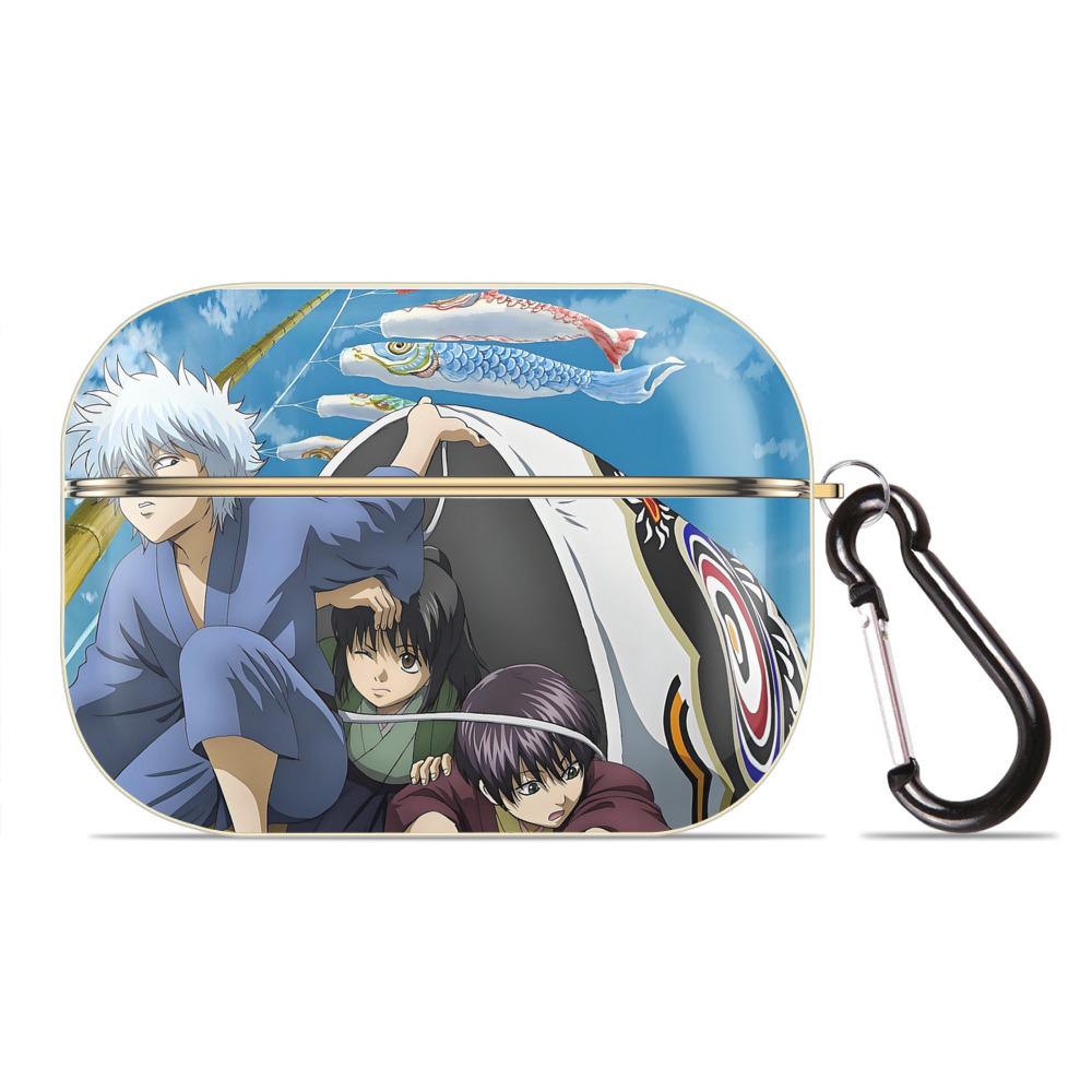 （画像用） ぎんたま 坂田銀時（さかたぎんとき） 神楽 志村新八（しむら しんぱち） GINTAMA Sakata Gintoki Kagura Shimura Shinpachi 【AirPods Pro用】ハードシェル保護ケース｜耐衝撃・防指紋・カラビナ付き商品仕様