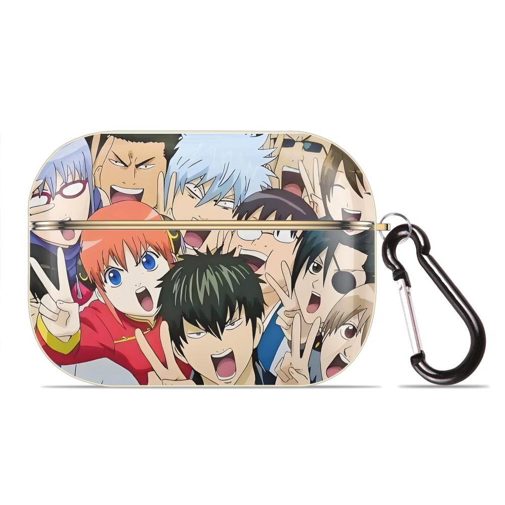 （画像用） ぎんたま 坂田銀時（さかたぎんとき） 神楽 志村新八（しむら しんぱち） GINTAMA Sakata Gintoki Kagura Shimura Shinpachi 【AirPods Pro用】ハードシェル保護ケース｜耐衝撃・防指紋・カラビナ付き商品仕様