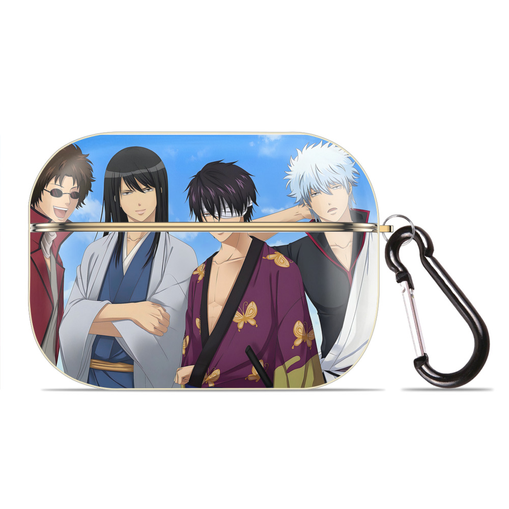 （画像用） ぎんたま 坂田銀時（さかたぎんとき） 神楽 志村新八（しむら しんぱち） GINTAMA Sakata Gintoki Kagura Shimura Shinpachi 【AirPods Pro用】ハードシェル保護ケース｜耐衝撃・防指紋・カラビナ付き商品仕様