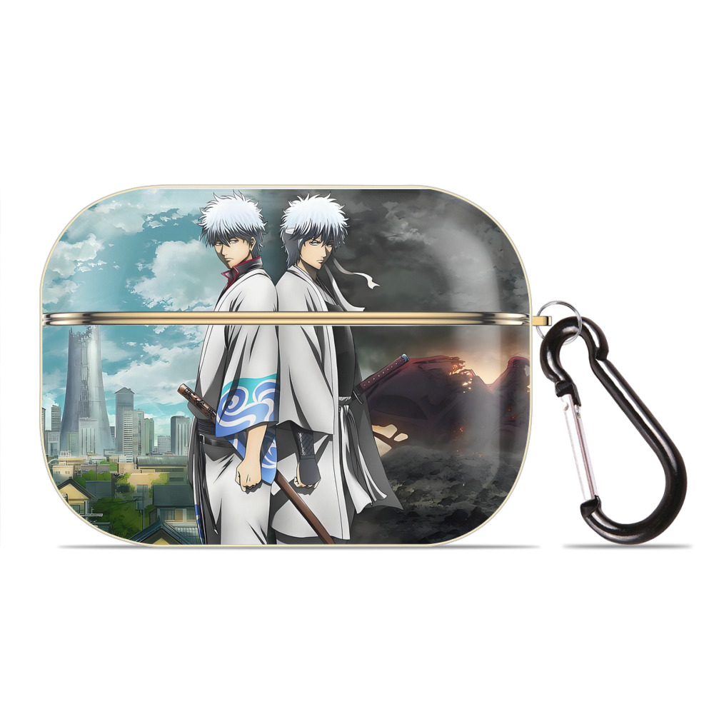 （画像用） ぎんたま 坂田銀時（さかたぎんとき） 神楽 志村新八（しむら しんぱち） GINTAMA Sakata Gintoki Kagura Shimura Shinpachi 【AirPods Pro用】ハードシェル保護ケース｜耐衝撃・防指紋・カラビナ付き商品仕様