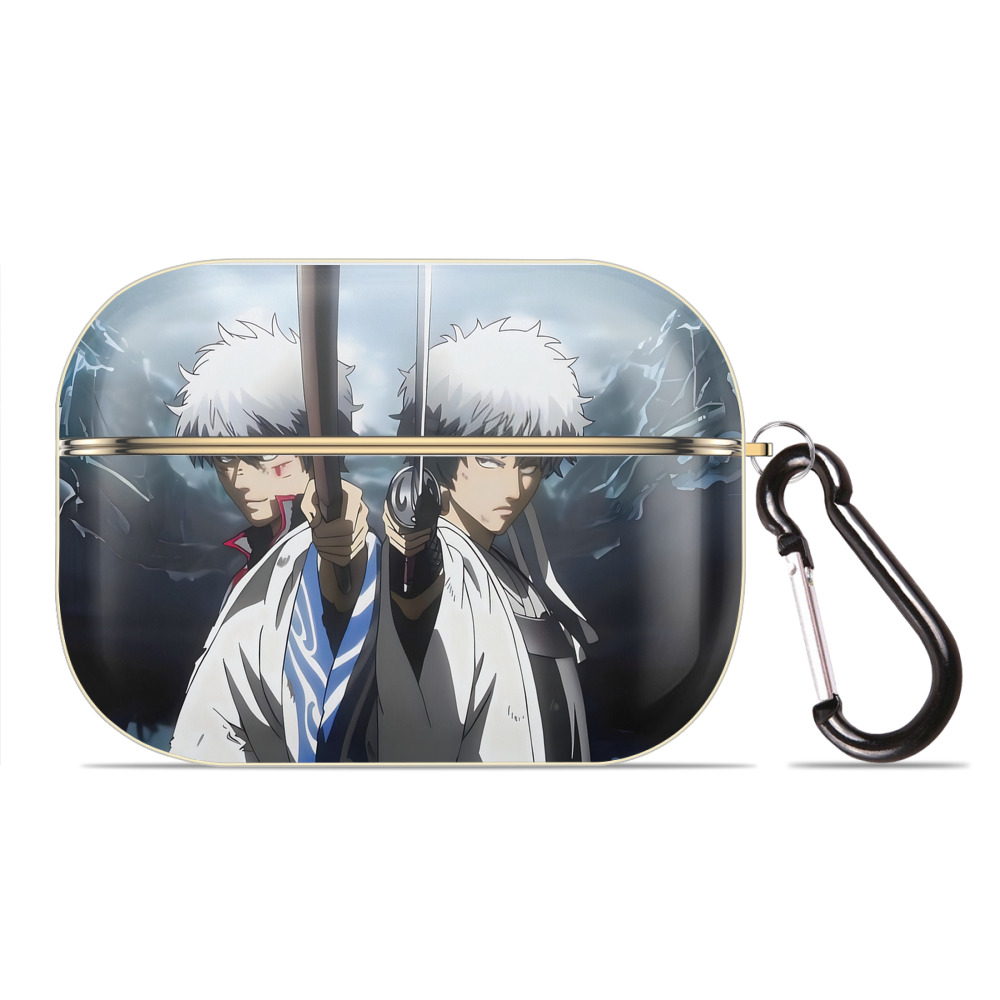 （画像用） ぎんたま 坂田銀時（さかたぎんとき） 神楽 志村新八（しむら しんぱち） GINTAMA Sakata Gintoki Kagura Shimura Shinpachi 【AirPods Pro用】ハードシェル保護ケース｜耐衝撃・防指紋・カラビナ付き商品仕様