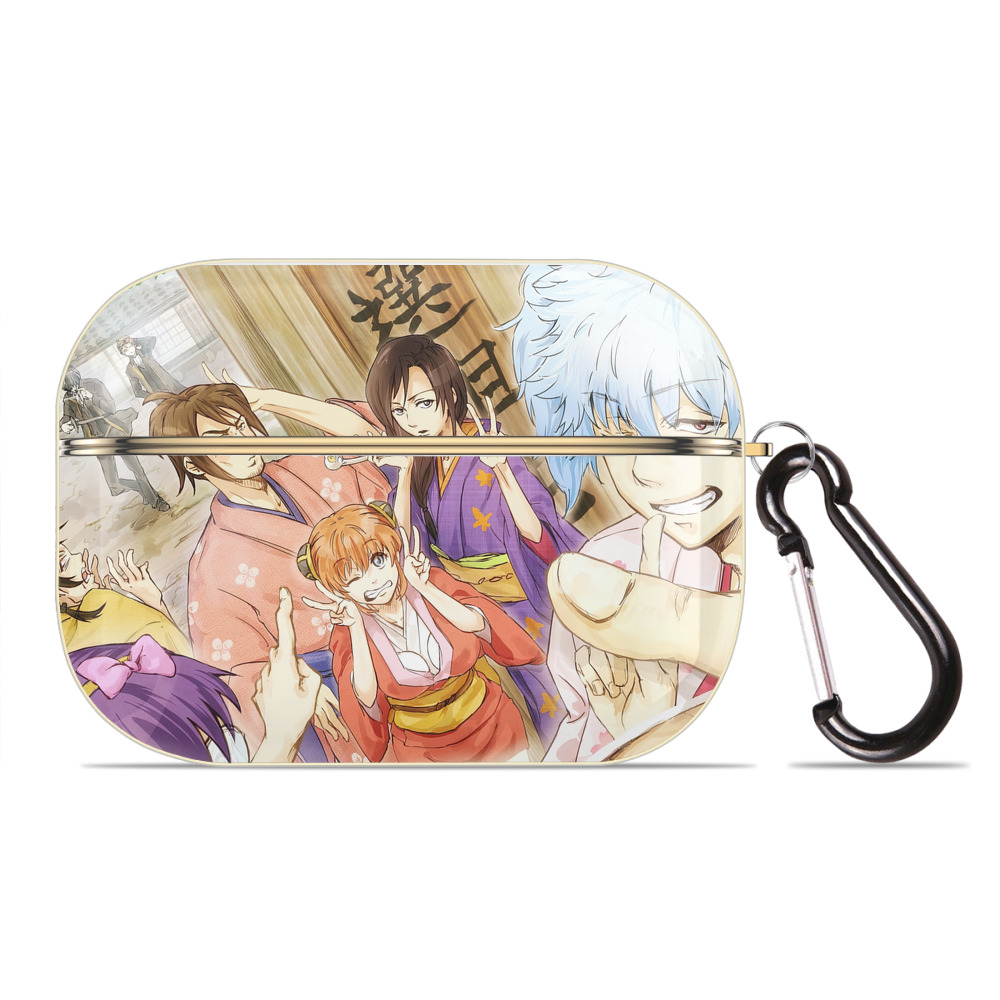 （画像用） ぎんたま 坂田銀時（さかたぎんとき） 神楽 志村新八（しむら しんぱち） GINTAMA Sakata Gintoki Kagura Shimura Shinpachi 【AirPods Pro用】ハードシェル保護ケース｜耐衝撃・防指紋・カラビナ付き商品仕様
