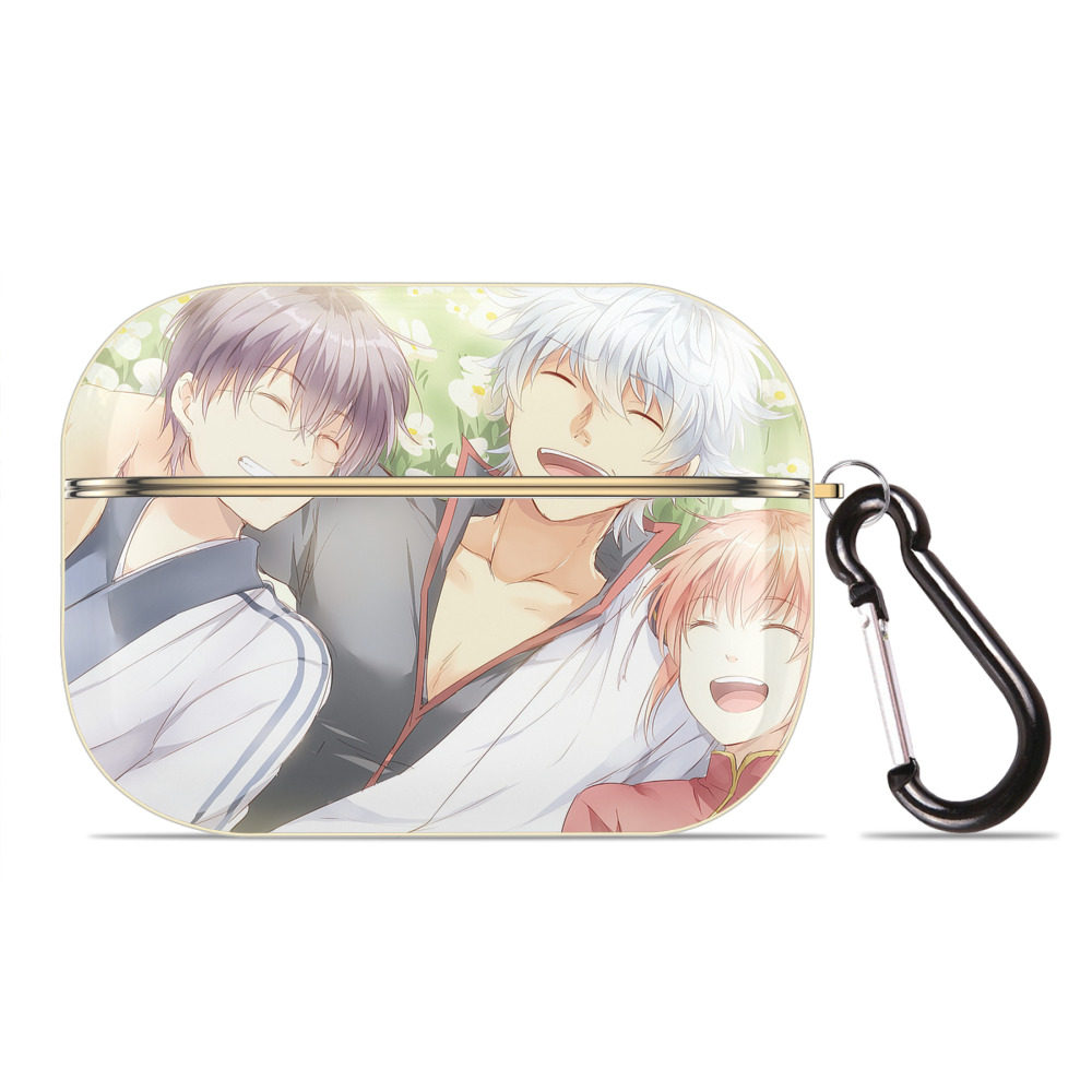 （画像用） ぎんたま 坂田銀時（さかたぎんとき） 神楽 志村新八（しむら しんぱち） GINTAMA Sakata Gintoki Kagura Shimura Shinpachi 【AirPods Pro用】ハードシェル保護ケース｜耐衝撃・防指紋・カラビナ付き商品仕様