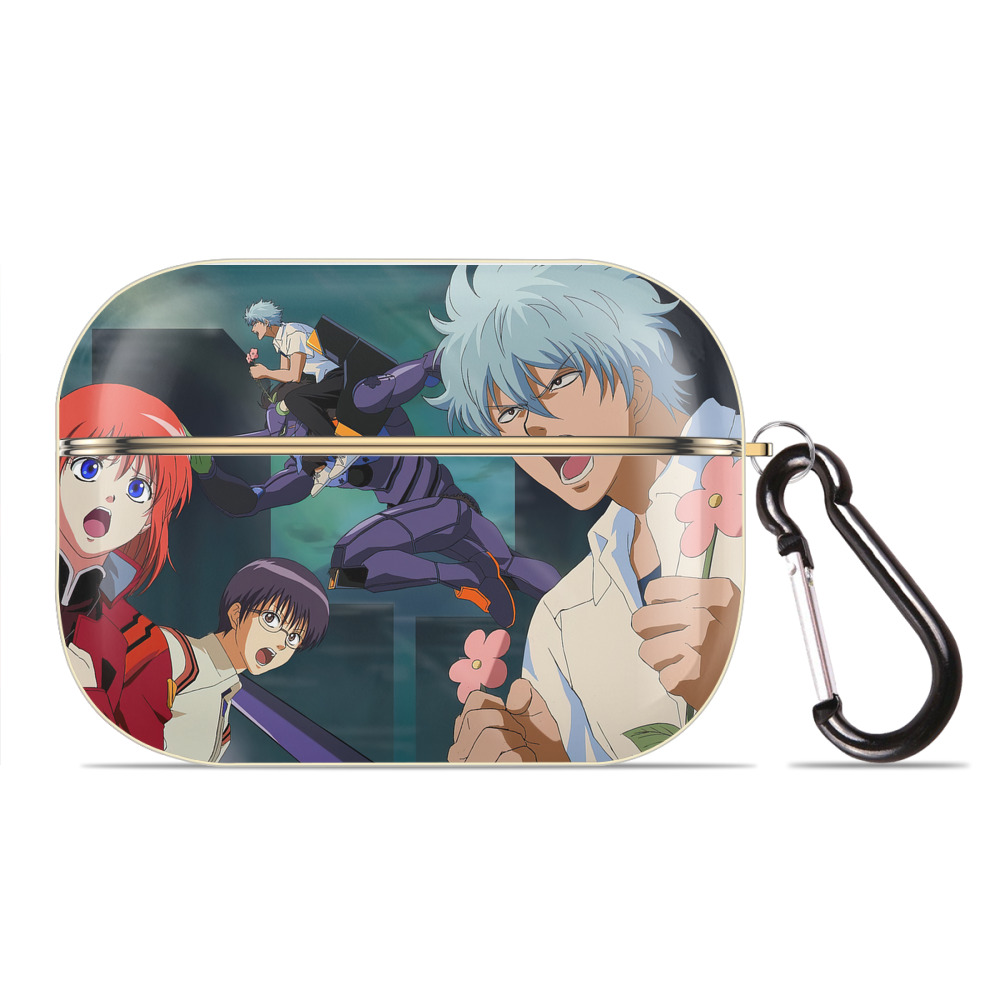 （画像用） ぎんたま 坂田銀時（さかたぎんとき） 神楽 志村新八（しむら しんぱち） GINTAMA Sakata Gintoki Kagura Shimura Shinpachi 【AirPods Pro用】ハードシェル保護ケース｜耐衝撃・防指紋・カラビナ付き商品仕様