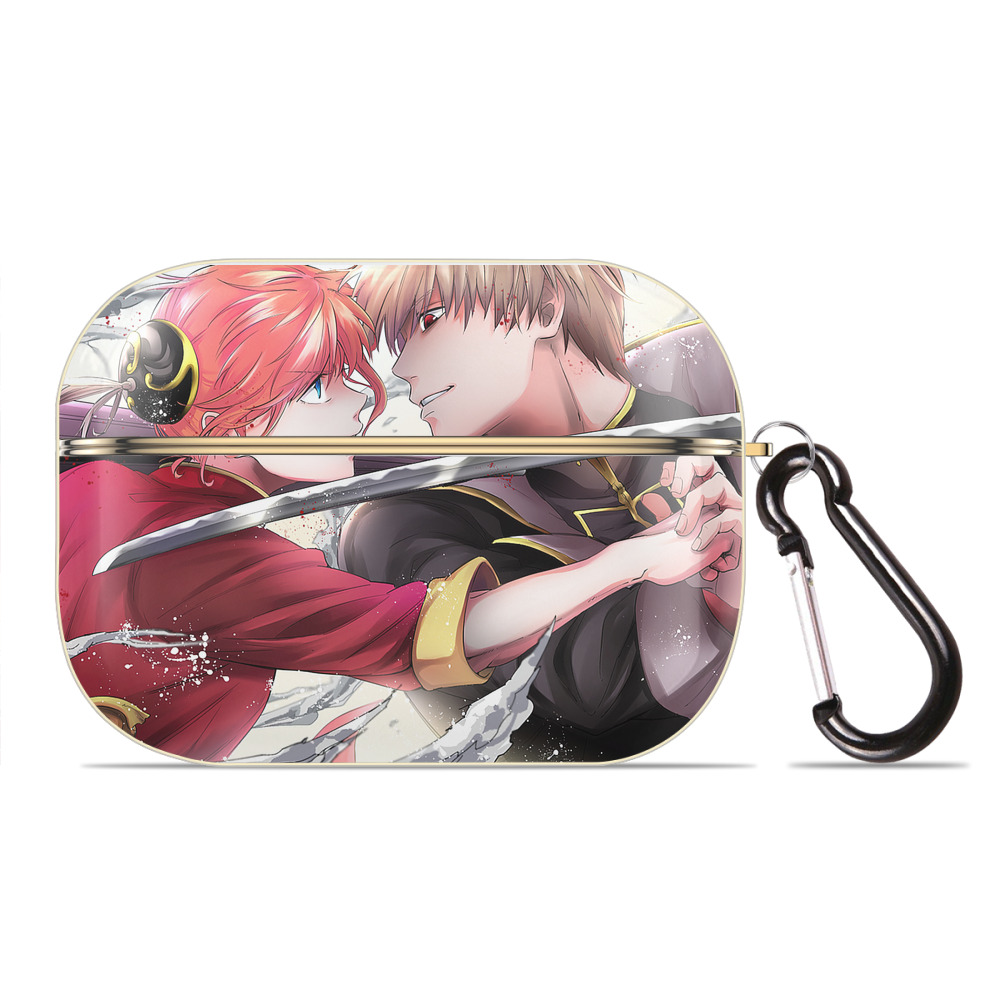 （画像用） ぎんたま 坂田銀時（さかたぎんとき） 神楽 志村新八（しむら しんぱち） GINTAMA Sakata Gintoki Kagura Shimura Shinpachi 【AirPods Pro用】ハードシェル保護ケース｜耐衝撃・防指紋・カラビナ付き商品仕様