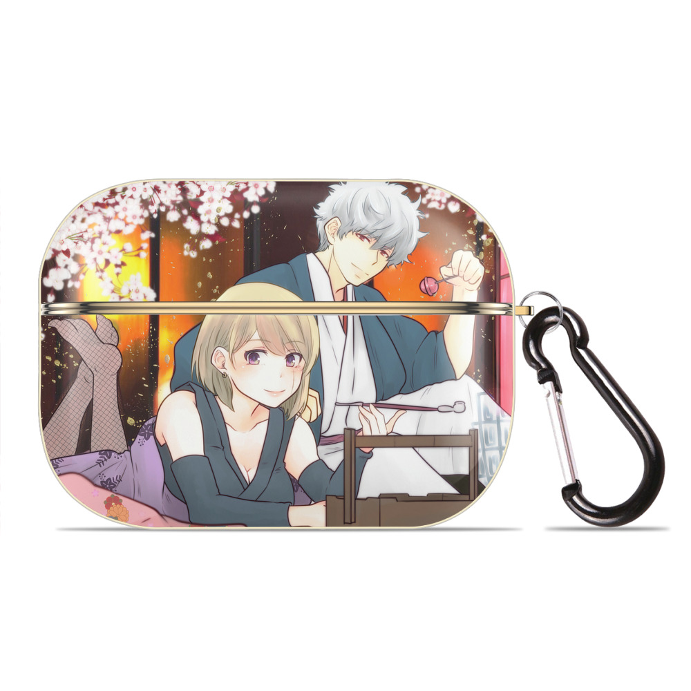 （画像用） ぎんたま 坂田銀時（さかたぎんとき） 神楽 志村新八（しむら しんぱち） GINTAMA Sakata Gintoki Kagura Shimura Shinpachi 【AirPods Pro用】ハードシェル保護ケース｜耐衝撃・防指紋・カラビナ付き商品仕様
