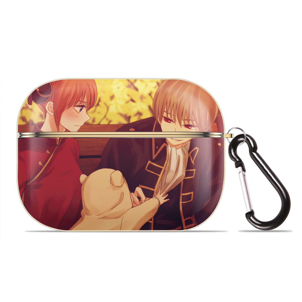 （画像用） ぎんたま 坂田銀時（さかたぎんとき） 神楽 志村新八（しむら しんぱち） GINTAMA Sakata Gintoki Kagura Shimura Shinpachi 【AirPods Pro用】ハードシェル保護ケース｜耐衝撃・防指紋・カラビナ付き商品仕様