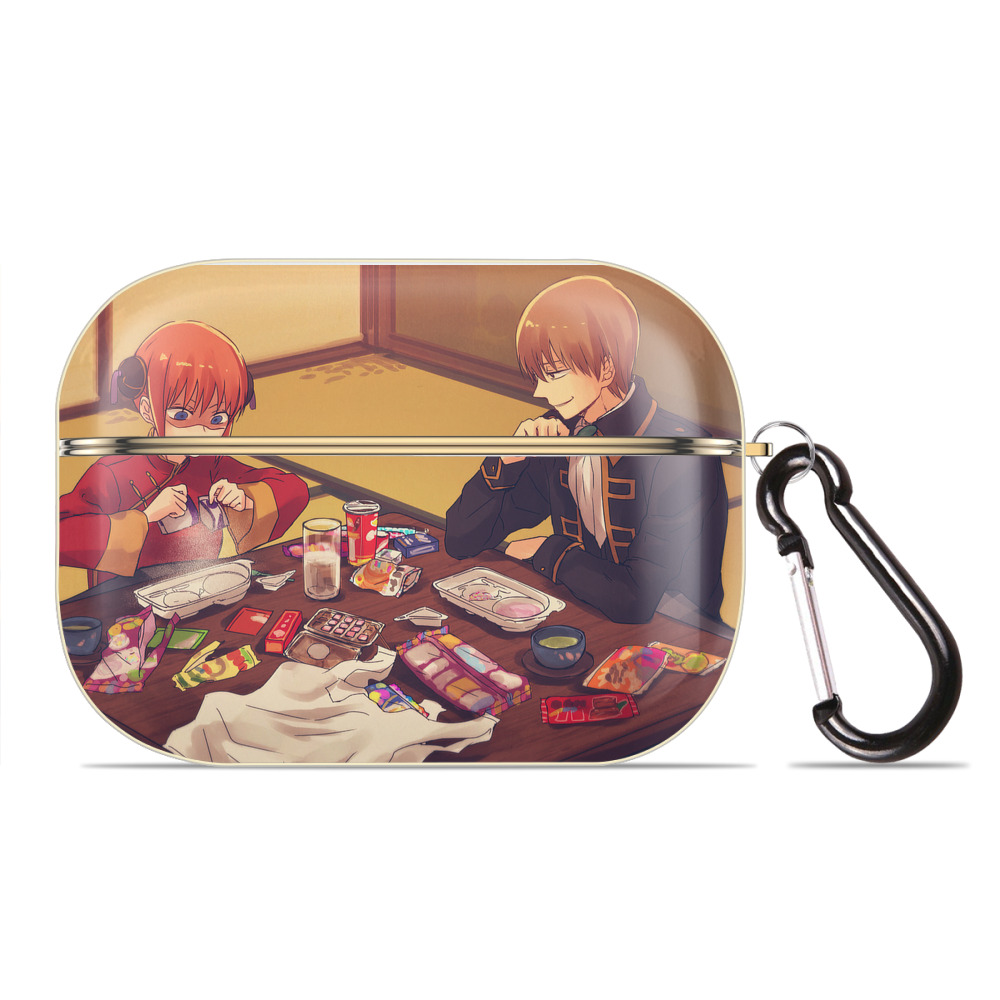 （画像用） ぎんたま 坂田銀時（さかたぎんとき） 神楽 志村新八（しむら しんぱち） GINTAMA Sakata Gintoki Kagura Shimura Shinpachi 【AirPods Pro用】ハードシェル保護ケース｜耐衝撃・防指紋・カラビナ付き商品仕様