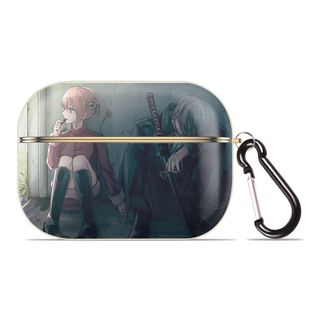 （画像用） ぎんたま 坂田銀時（さかたぎんとき） 神楽 志村新八（しむら しんぱち） GINTAMA Sakata Gintoki Kagura Shimura Shinpachi 【AirPods Pro用】ハードシェル保護ケース｜耐衝撃・防指紋・カラビナ付き商品仕様