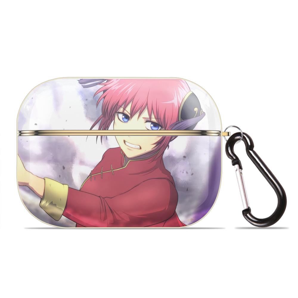 （画像用） ぎんたま 坂田銀時（さかたぎんとき） 神楽 志村新八（しむら しんぱち） GINTAMA Sakata Gintoki Kagura Shimura Shinpachi 【AirPods Pro用】ハードシェル保護ケース｜耐衝撃・防指紋・カラビナ付き商品仕様