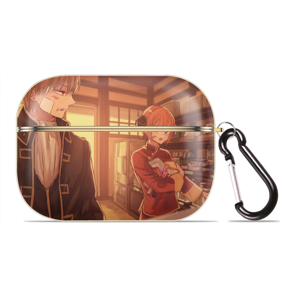 （画像用） ぎんたま 坂田銀時（さかたぎんとき） 神楽 志村新八（しむら しんぱち） GINTAMA Sakata Gintoki Kagura Shimura Shinpachi 【AirPods Pro用】ハードシェル保護ケース｜耐衝撃・防指紋・カラビナ付き商品仕様