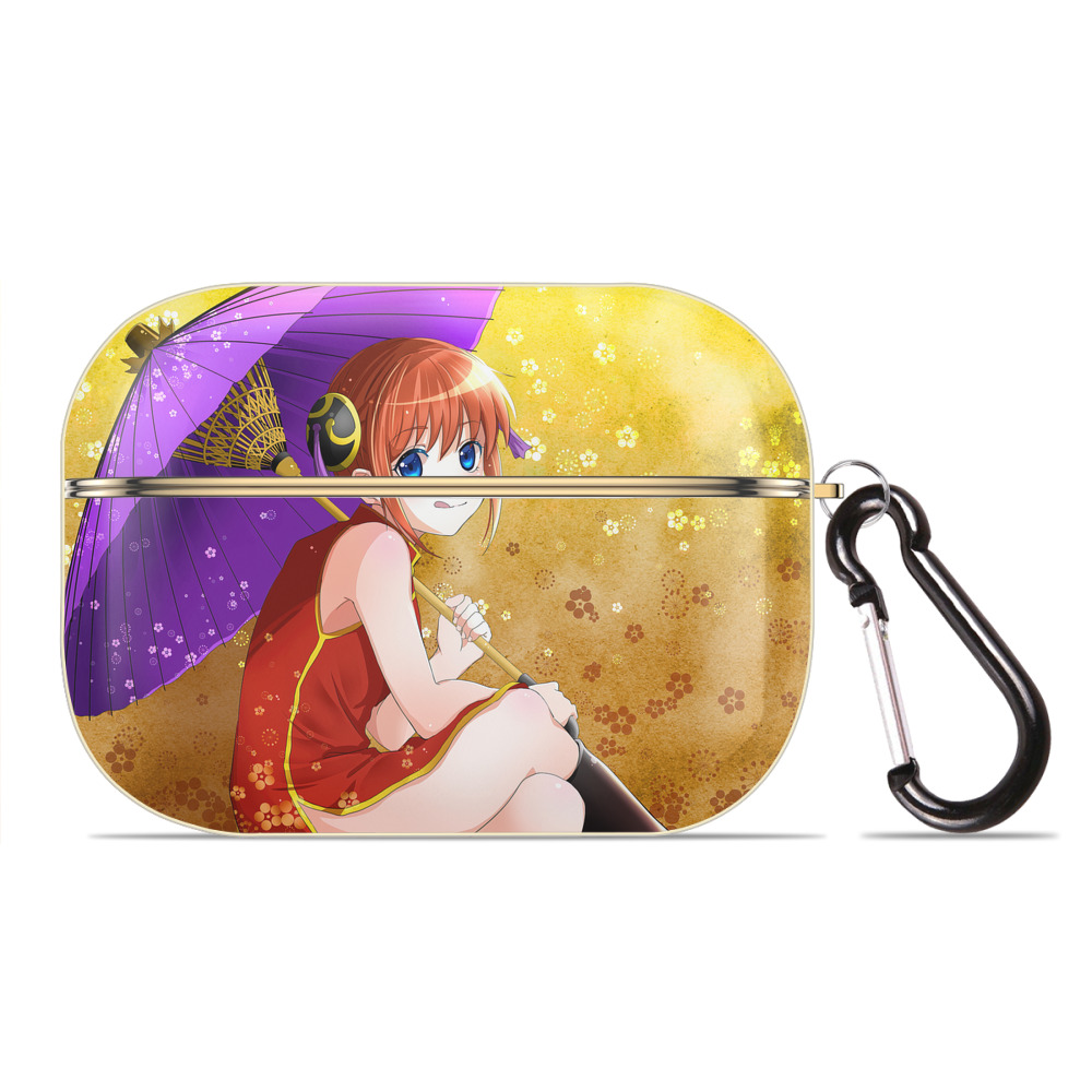 （画像用） ぎんたま 坂田銀時（さかたぎんとき） 神楽 志村新八（しむら しんぱち） GINTAMA Sakata Gintoki Kagura Shimura Shinpachi 【AirPods Pro用】ハードシェル保護ケース｜耐衝撃・防指紋・カラビナ付き商品仕様