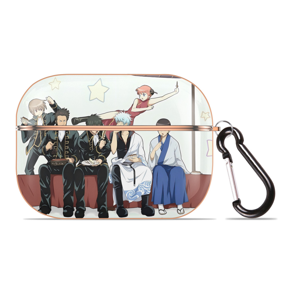 （画像用） ぎんたま 坂田銀時（さかたぎんとき） 神楽 志村新八（しむら しんぱち） GINTAMA Sakata Gintoki Kagura Shimura Shinpachi 【AirPods Pro用】ハードシェル保護ケース｜耐衝撃・防指紋・カラビナ付き商品仕様