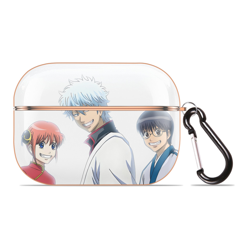 （画像用） ぎんたま 坂田銀時（さかたぎんとき） 神楽 志村新八（しむら しんぱち） GINTAMA Sakata Gintoki Kagura Shimura Shinpachi 【AirPods Pro用】ハードシェル保護ケース｜耐衝撃・防指紋・カラビナ付き商品仕様