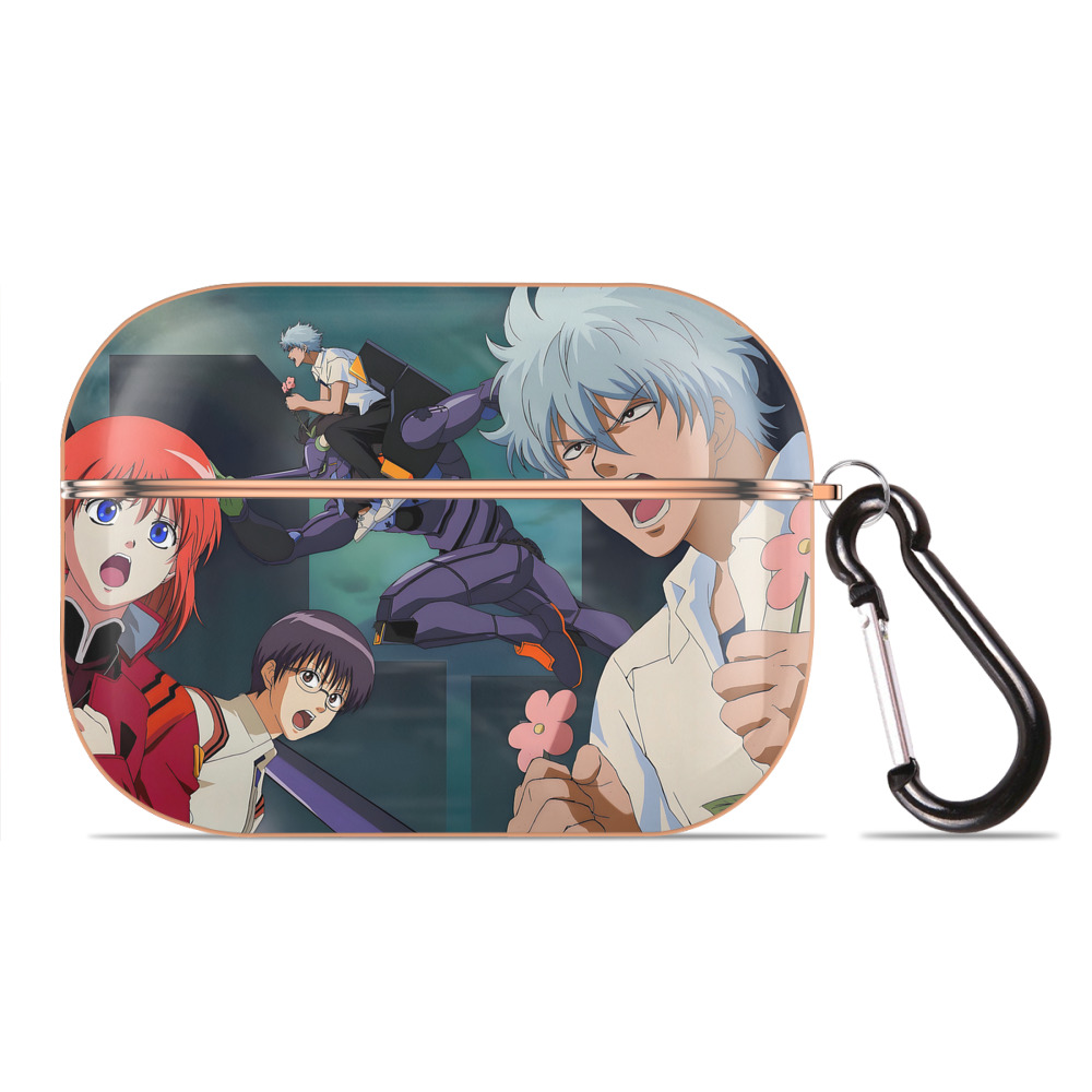 （画像用） ぎんたま 坂田銀時（さかたぎんとき） 神楽 志村新八（しむら しんぱち） GINTAMA Sakata Gintoki Kagura Shimura Shinpachi 【AirPods Pro用】ハードシェル保護ケース｜耐衝撃・防指紋・カラビナ付き商品仕様