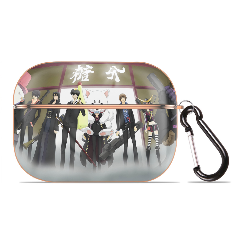 （画像用） ぎんたま 坂田銀時（さかたぎんとき） 神楽 志村新八（しむら しんぱち） GINTAMA Sakata Gintoki Kagura Shimura Shinpachi 【AirPods Pro用】ハードシェル保護ケース｜耐衝撃・防指紋・カラビナ付き商品仕様