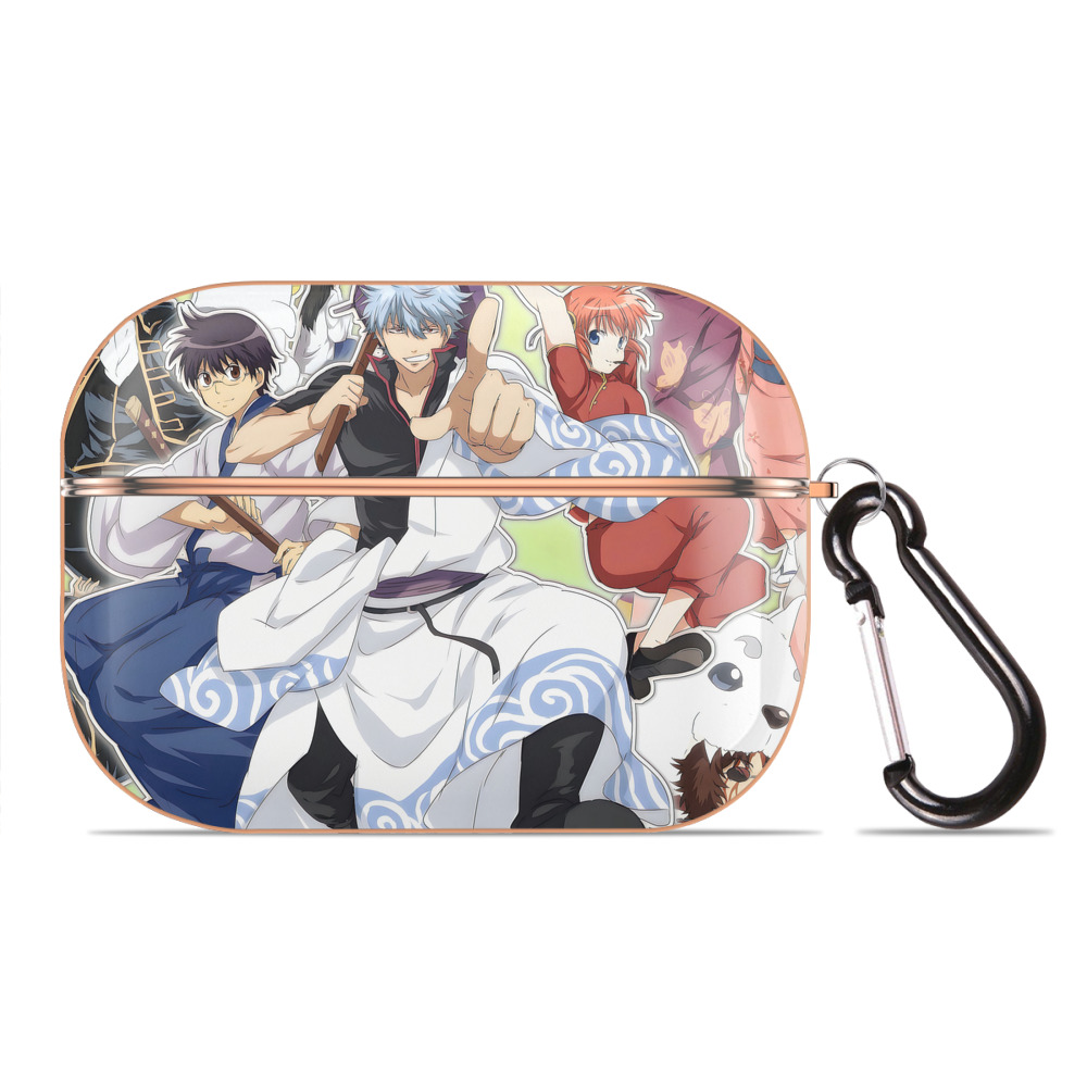 （画像用） ぎんたま 坂田銀時（さかたぎんとき） 神楽 志村新八（しむら しんぱち） GINTAMA Sakata Gintoki Kagura Shimura Shinpachi 【AirPods Pro用】ハードシェル保護ケース｜耐衝撃・防指紋・カラビナ付き商品仕様
