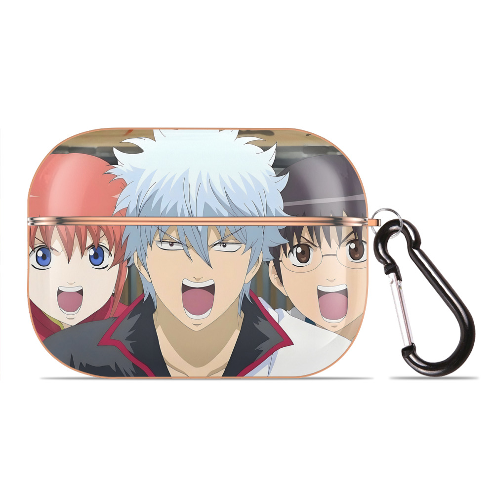 （画像用） ぎんたま 坂田銀時（さかたぎんとき） 神楽 志村新八（しむら しんぱち） GINTAMA Sakata Gintoki Kagura Shimura Shinpachi 【AirPods Pro用】ハードシェル保護ケース｜耐衝撃・防指紋・カラビナ付き商品仕様