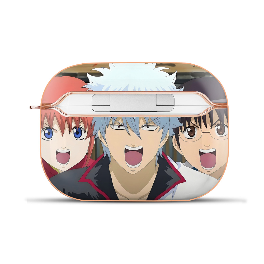 （画像用） ぎんたま 坂田銀時（さかたぎんとき） 神楽 志村新八（しむら しんぱち） GINTAMA Sakata Gintoki Kagura Shimura Shinpachi 【AirPods Pro用】ハードシェル保護ケース｜耐衝撃・防指紋・カラビナ付き商品仕様