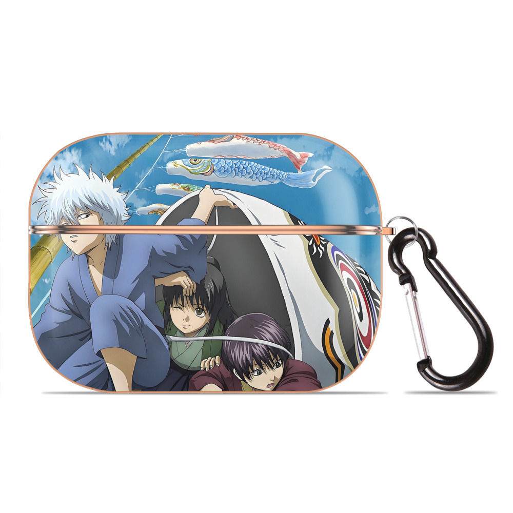 （画像用） ぎんたま 坂田銀時（さかたぎんとき） 神楽 志村新八（しむら しんぱち） GINTAMA Sakata Gintoki Kagura Shimura Shinpachi 【AirPods Pro用】ハードシェル保護ケース｜耐衝撃・防指紋・カラビナ付き商品仕様
