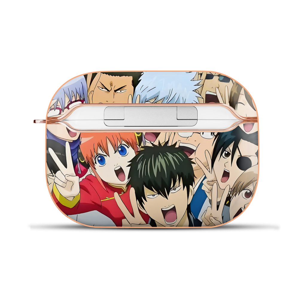 （画像用） ぎんたま 坂田銀時（さかたぎんとき） 神楽 志村新八（しむら しんぱち） GINTAMA Sakata Gintoki Kagura Shimura Shinpachi 【AirPods Pro用】ハードシェル保護ケース｜耐衝撃・防指紋・カラビナ付き商品仕様