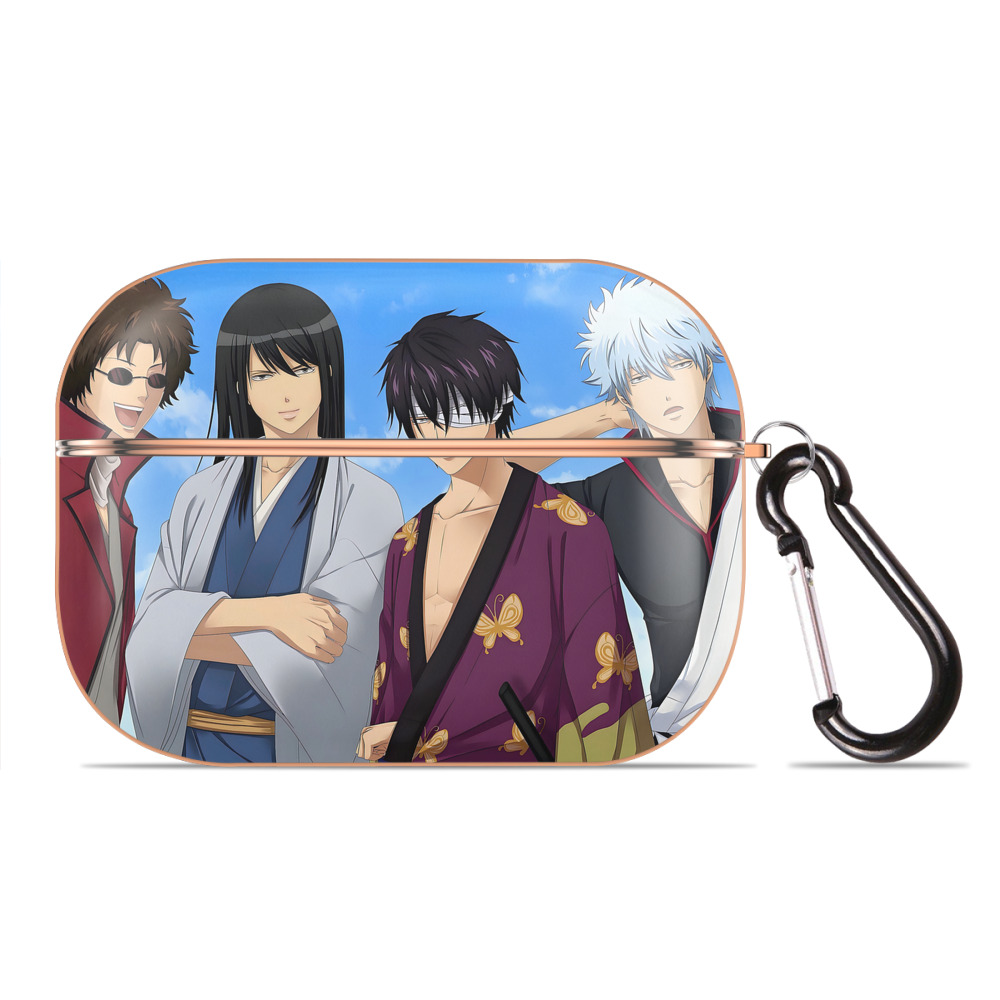 （画像用） ぎんたま 坂田銀時（さかたぎんとき） 神楽 志村新八（しむら しんぱち） GINTAMA Sakata Gintoki Kagura Shimura Shinpachi 【AirPods Pro用】ハードシェル保護ケース｜耐衝撃・防指紋・カラビナ付き商品仕様