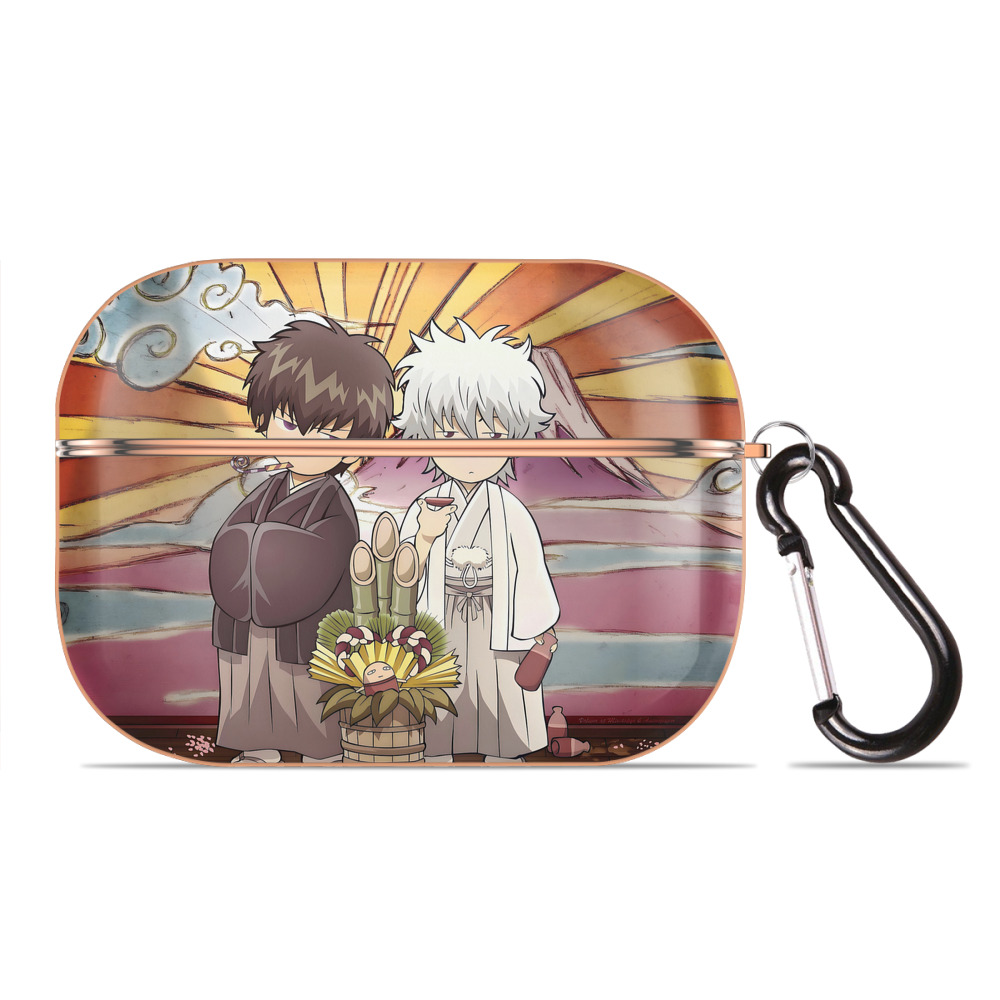 （画像用） ぎんたま 坂田銀時（さかたぎんとき） 神楽 志村新八（しむら しんぱち） GINTAMA Sakata Gintoki Kagura Shimura Shinpachi 【AirPods Pro用】ハードシェル保護ケース｜耐衝撃・防指紋・カラビナ付き商品仕様