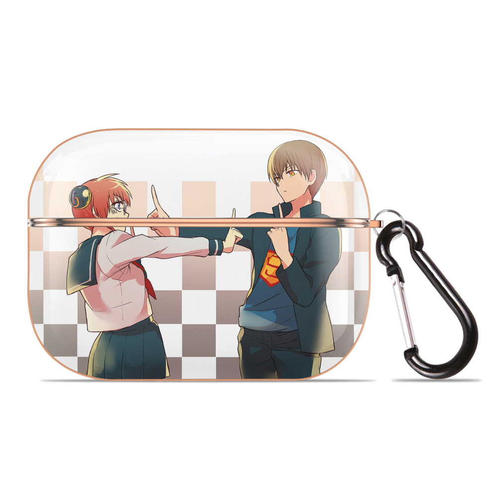 （画像用） ぎんたま 坂田銀時（さかたぎんとき） 神楽 志村新八（しむら しんぱち） GINTAMA Sakata Gintoki Kagura Shimura Shinpachi 【AirPods Pro用】ハードシェル保護ケース｜耐衝撃・防指紋・カラビナ付き商品仕様