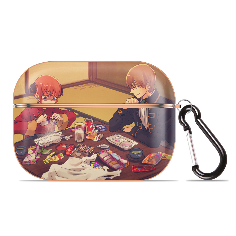 （画像用） ぎんたま 坂田銀時（さかたぎんとき） 神楽 志村新八（しむら しんぱち） GINTAMA Sakata Gintoki Kagura Shimura Shinpachi 【AirPods Pro用】ハードシェル保護ケース｜耐衝撃・防指紋・カラビナ付き商品仕様