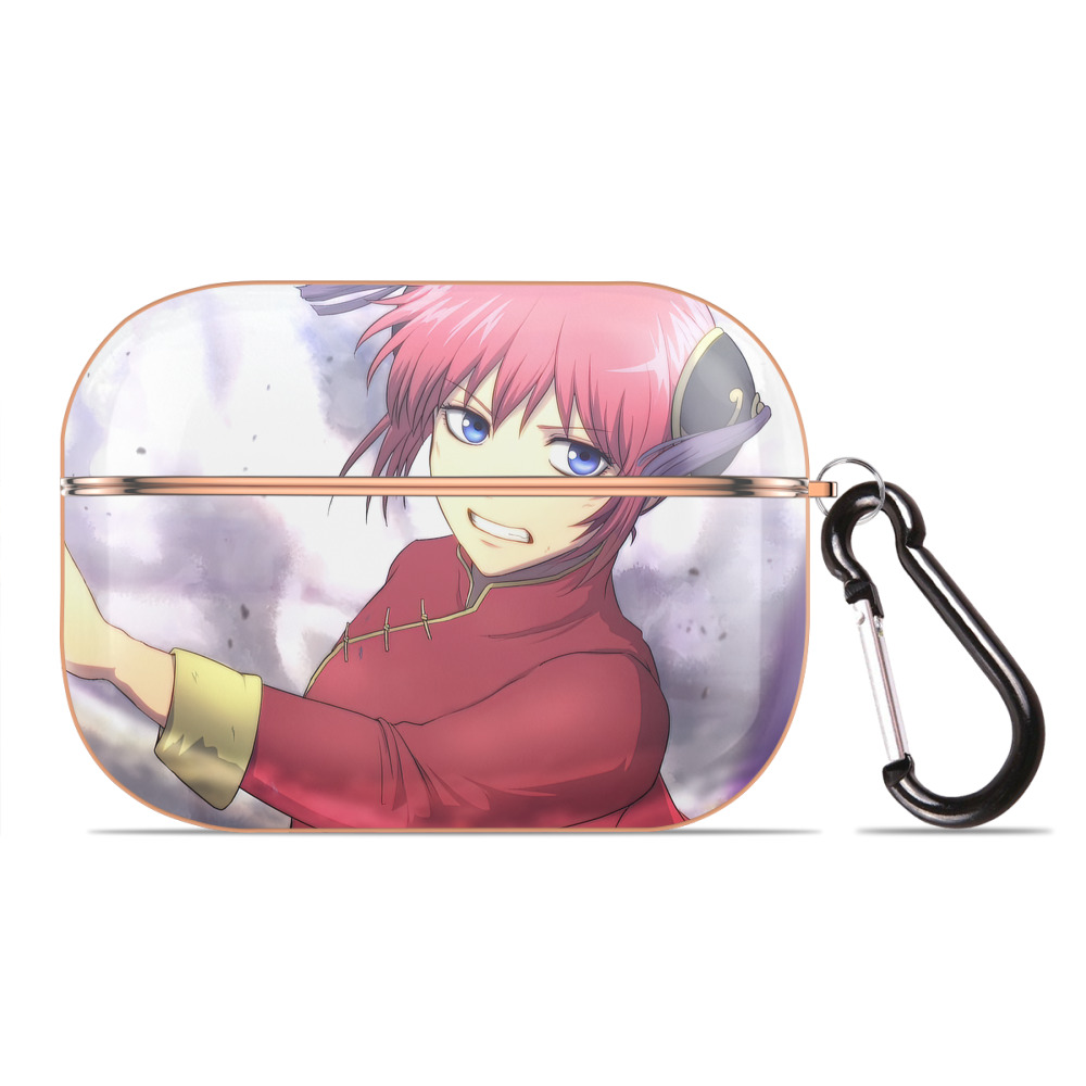 （画像用） ぎんたま 坂田銀時（さかたぎんとき） 神楽 志村新八（しむら しんぱち） GINTAMA Sakata Gintoki Kagura Shimura Shinpachi 【AirPods Pro用】ハードシェル保護ケース｜耐衝撃・防指紋・カラビナ付き商品仕様