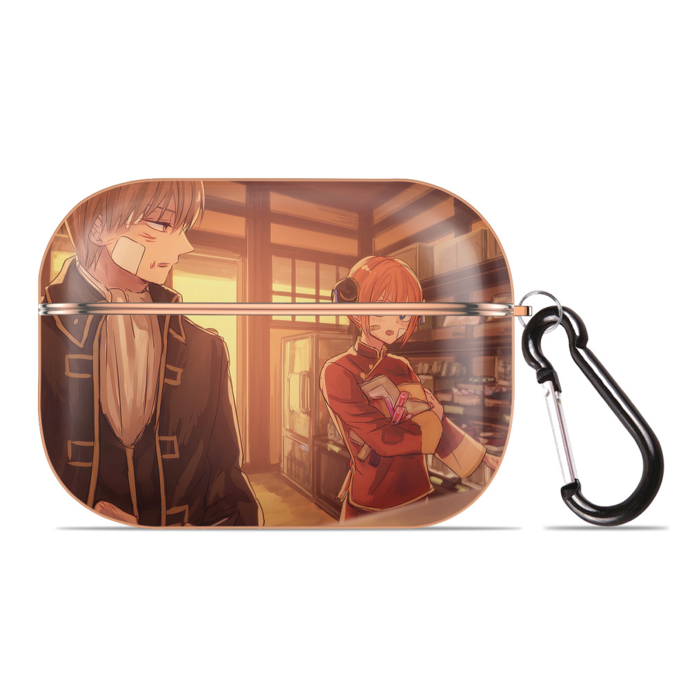 （画像用） ぎんたま 坂田銀時（さかたぎんとき） 神楽 志村新八（しむら しんぱち） GINTAMA Sakata Gintoki Kagura Shimura Shinpachi 【AirPods Pro用】ハードシェル保護ケース｜耐衝撃・防指紋・カラビナ付き商品仕様