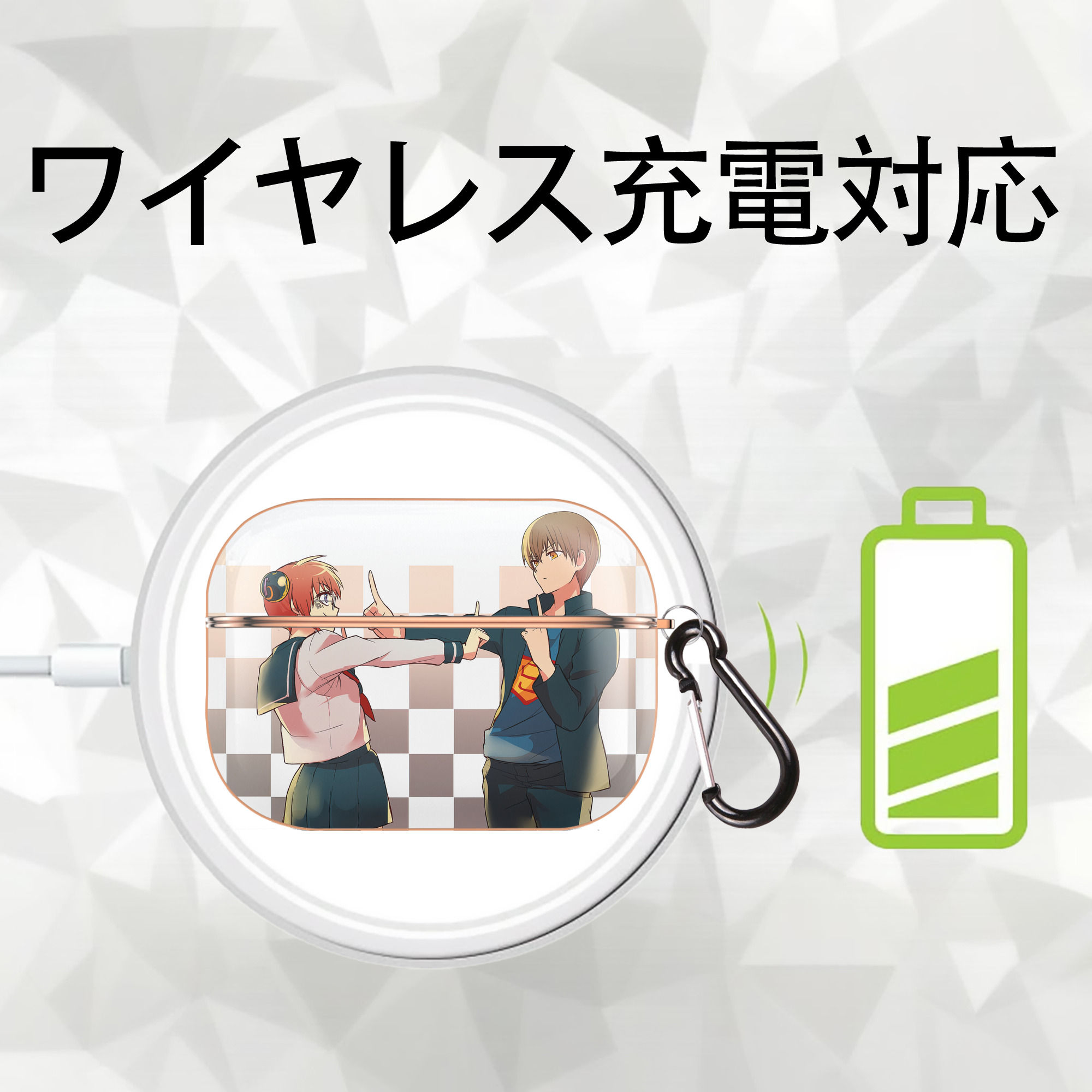 ぎんたま 坂田銀時（さかたぎんとき） 神楽 志村新八（しむら しんぱち） GINTAMA Sakata Gintoki Kagura Shimura Shinpachi 【AirPods Pro用】ハードシェル保護ケース｜耐衝撃・防指紋・カラビナ付き商品仕様