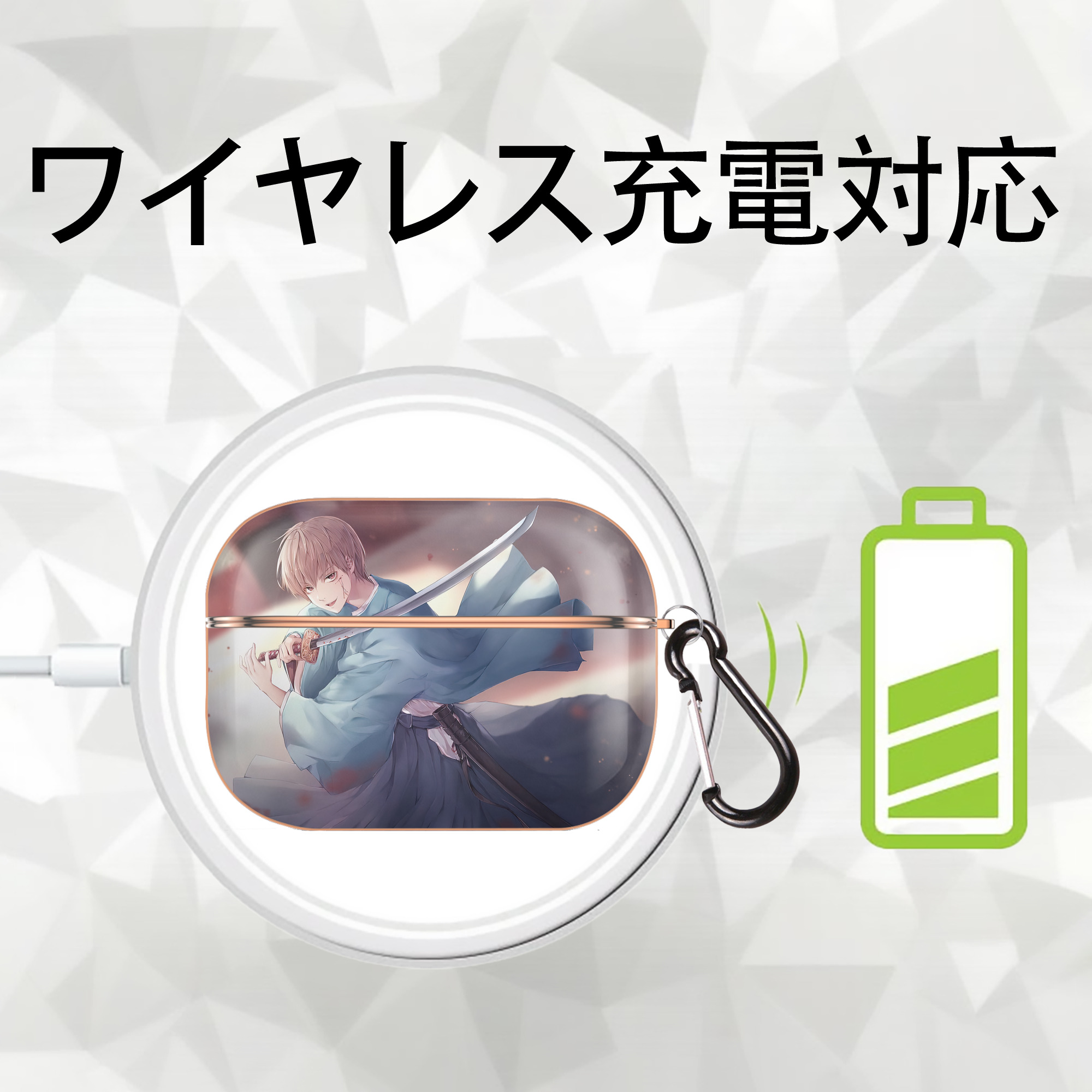 ぎんたま 坂田銀時（さかたぎんとき） 神楽 志村新八（しむら しんぱち） GINTAMA Sakata Gintoki Kagura Shimura Shinpachi 【AirPods Pro用】ハードシェル保護ケース｜耐衝撃・防指紋・カラビナ付き商品仕様