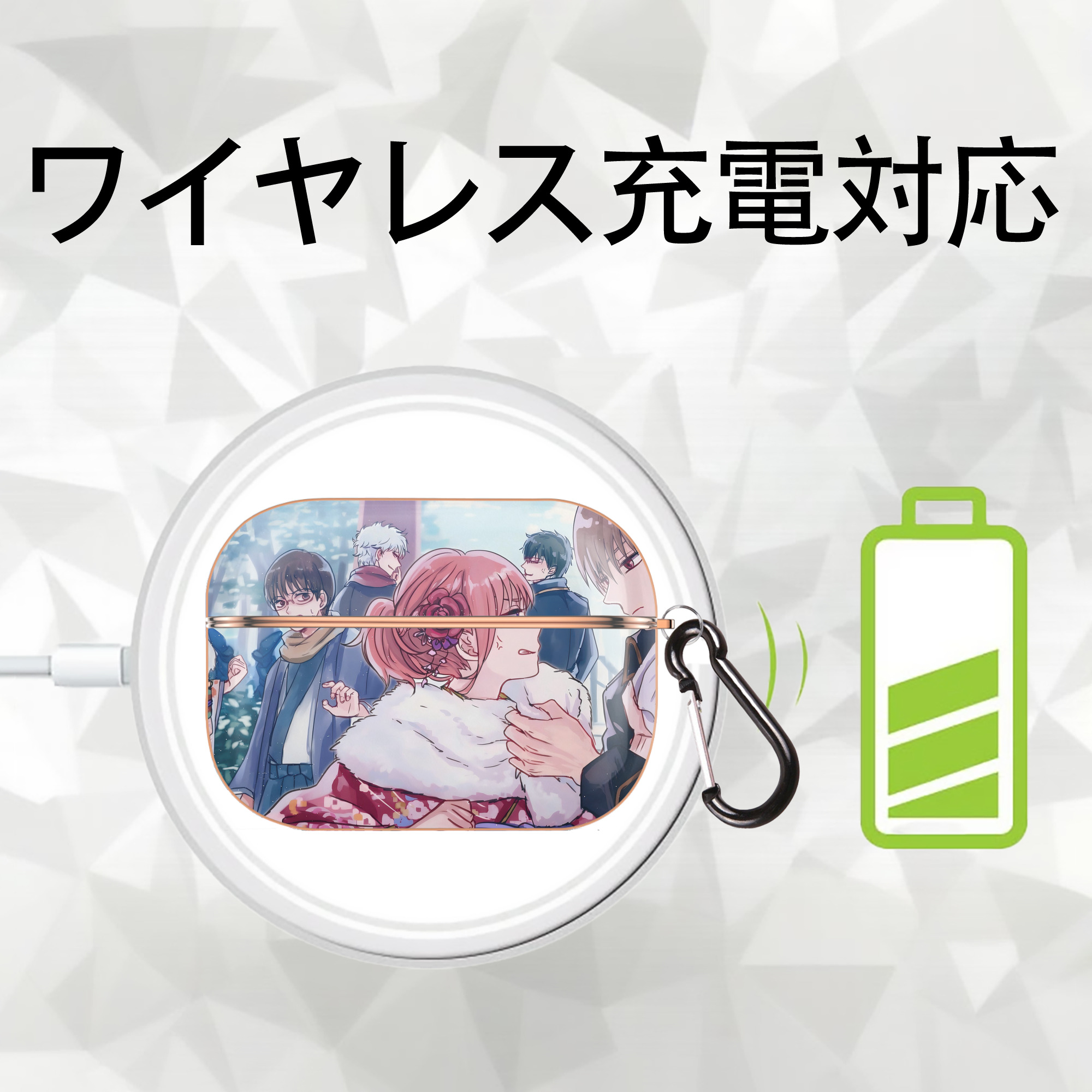 ぎんたま 坂田銀時（さかたぎんとき） 神楽 志村新八（しむら しんぱち） GINTAMA Sakata Gintoki Kagura Shimura Shinpachi 【AirPods Pro用】ハードシェル保護ケース｜耐衝撃・防指紋・カラビナ付き商品仕様