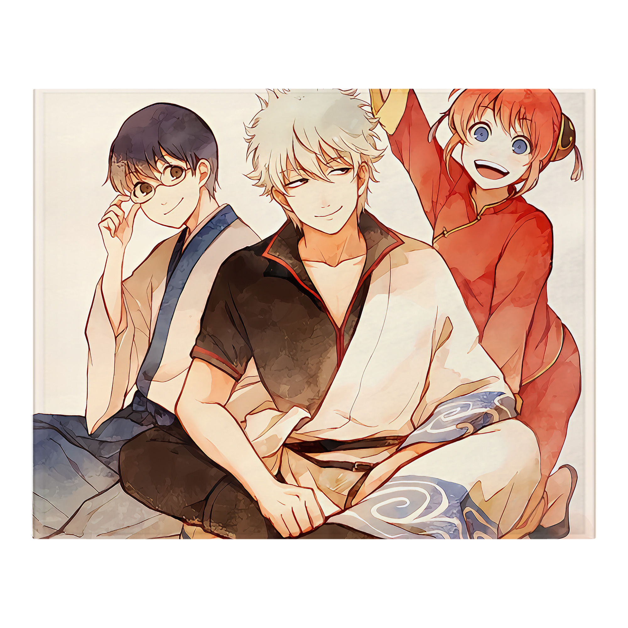 （画像用） ぎんたま 坂田銀時（さかたぎんとき） 神楽 志村新八（しむら しんぱち） GINTAMA Sakata Gintoki Kagura Shimura Shinpachi フランネルブランケット・多サイズ対応（横型）