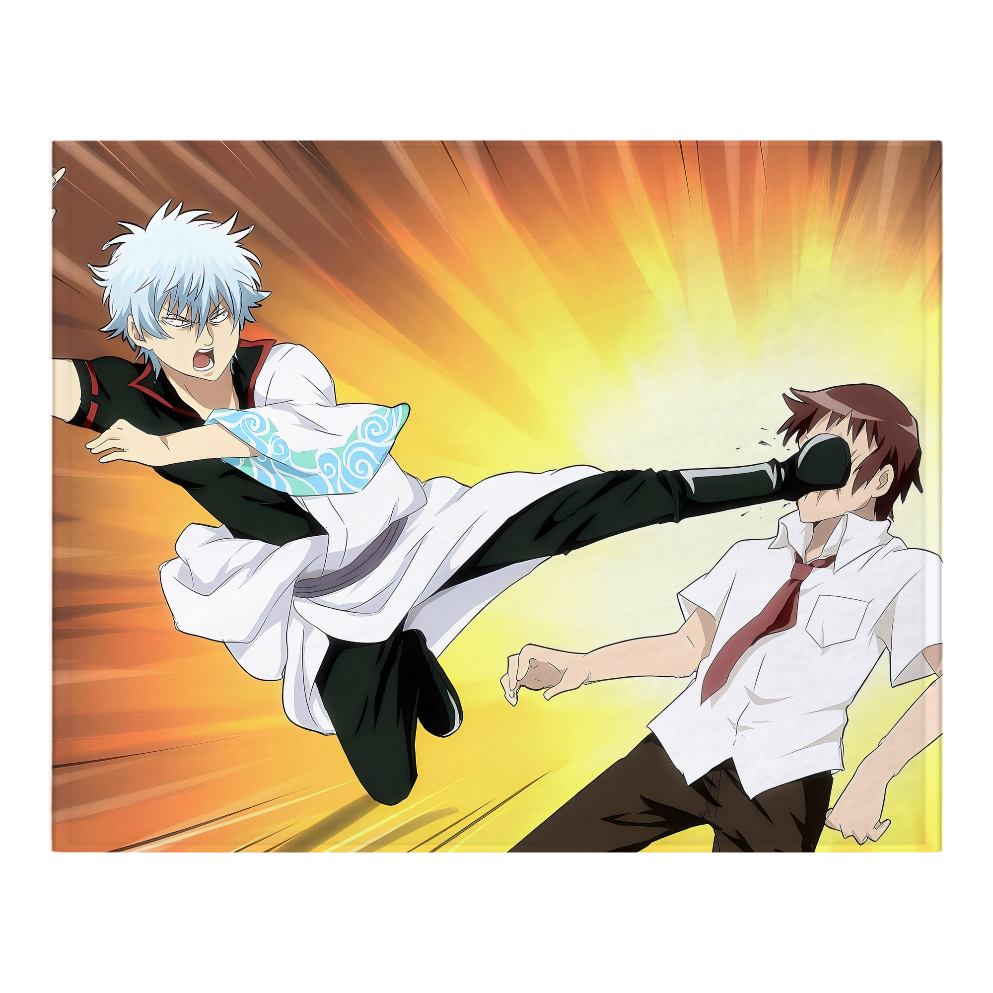 （画像用） ぎんたま 坂田銀時（さかたぎんとき） 神楽 志村新八（しむら しんぱち） GINTAMA Sakata Gintoki Kagura Shimura Shinpachi フランネルブランケット・多サイズ対応（横型）