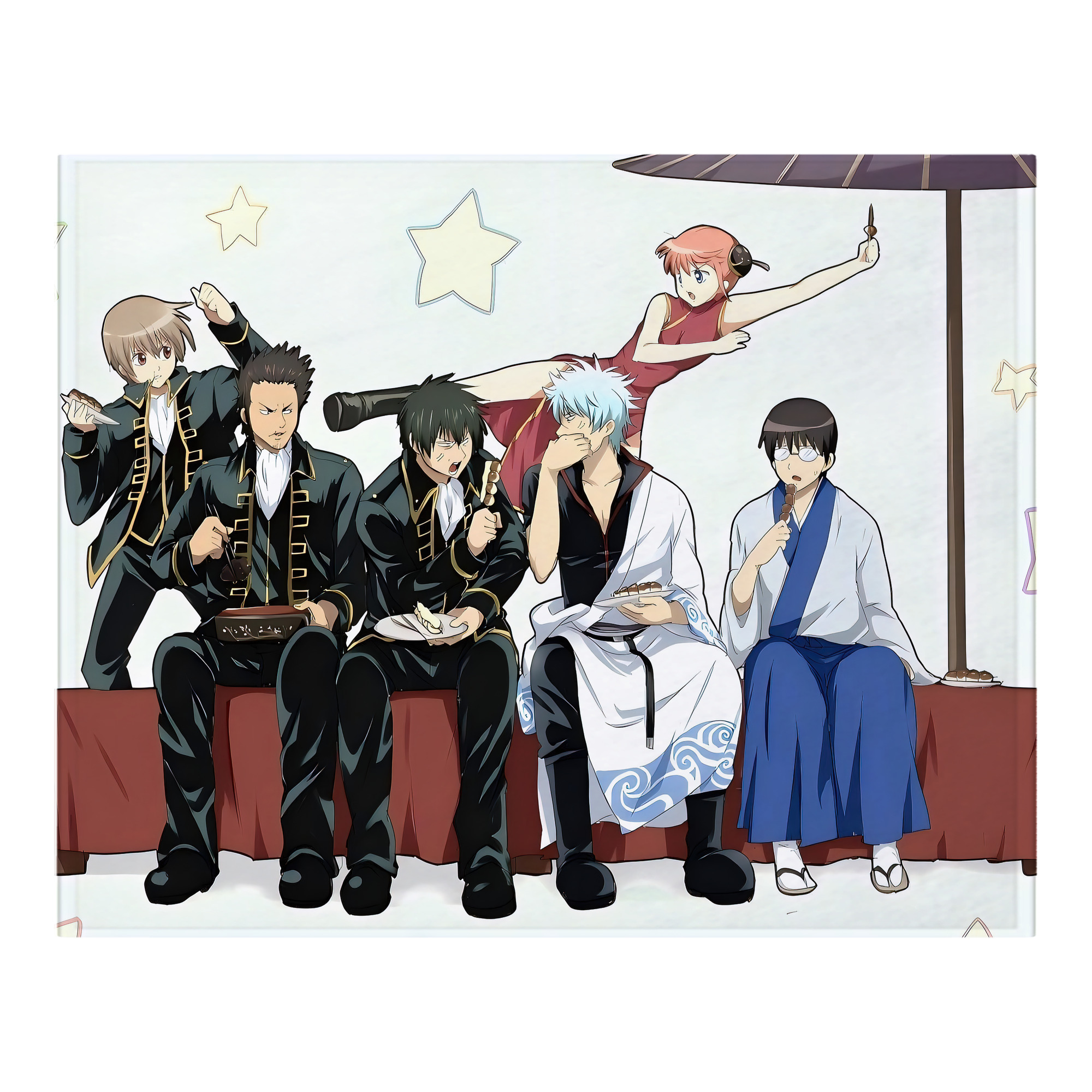 （画像用） ぎんたま 坂田銀時（さかたぎんとき） 神楽 志村新八（しむら しんぱち） GINTAMA Sakata Gintoki Kagura Shimura Shinpachi フランネルブランケット・多サイズ対応（横型）