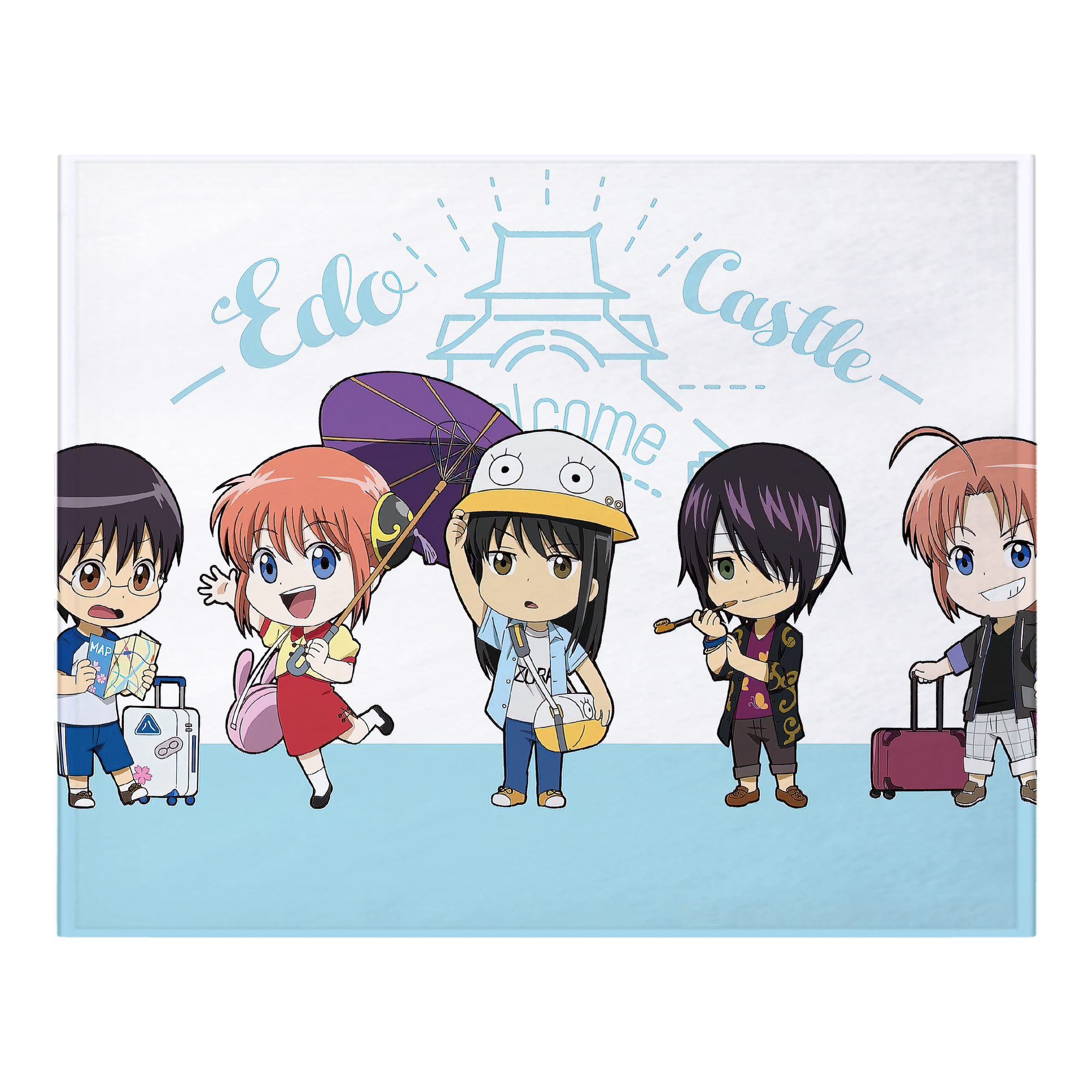（画像用） ぎんたま 坂田銀時（さかたぎんとき） 神楽 志村新八（しむら しんぱち） GINTAMA Sakata Gintoki Kagura Shimura Shinpachi フランネルブランケット・多サイズ対応（横型）