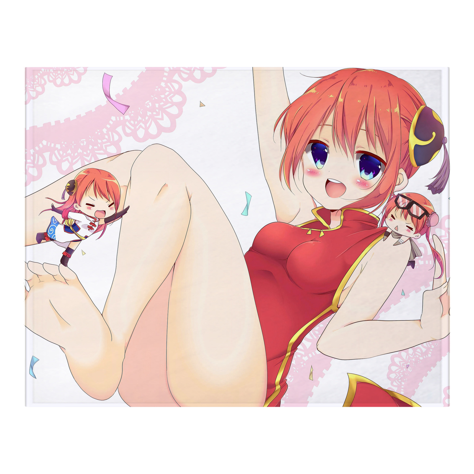 （画像用） ぎんたま 坂田銀時（さかたぎんとき） 神楽 志村新八（しむら しんぱち） GINTAMA Sakata Gintoki Kagura Shimura Shinpachi フランネルブランケット・多サイズ対応（横型）