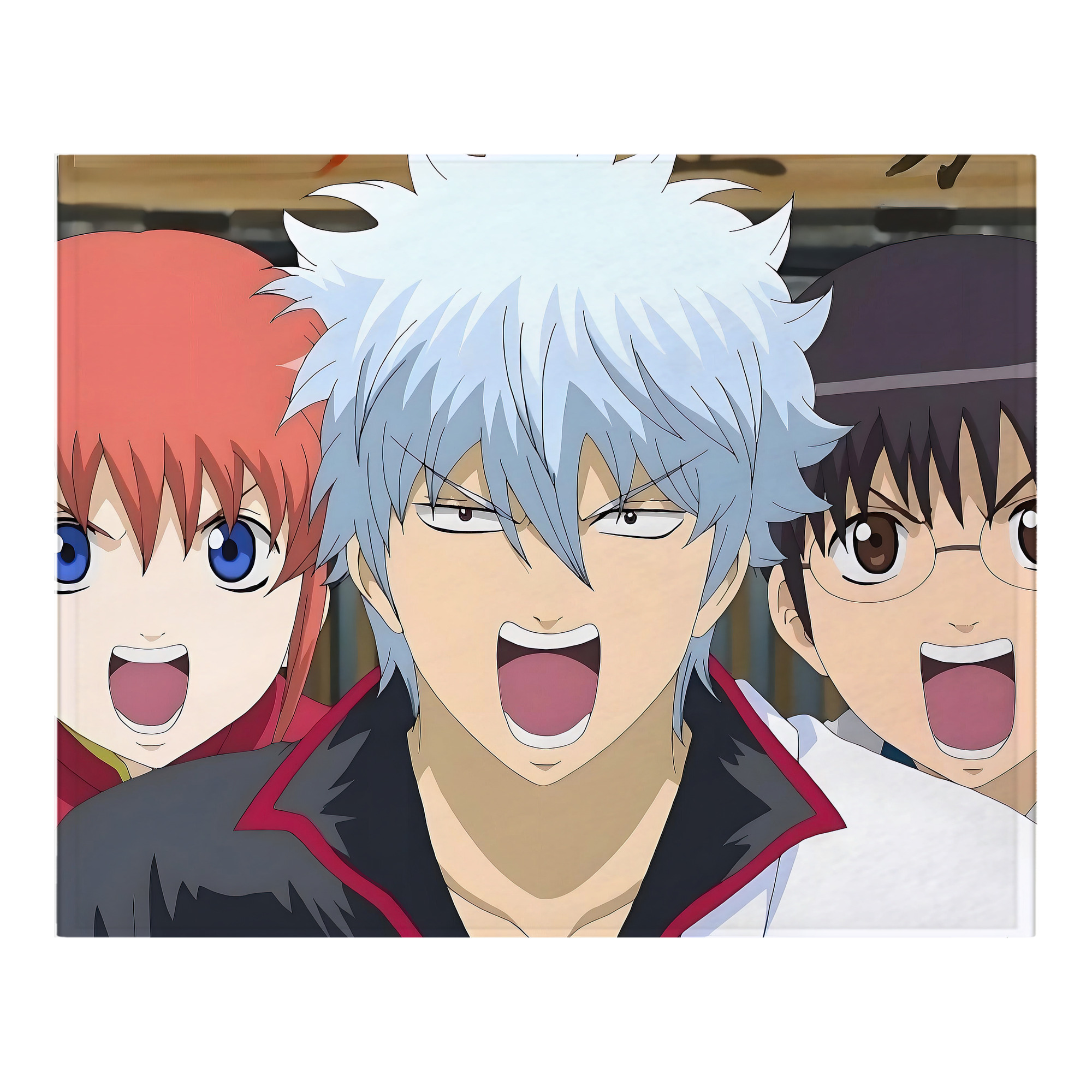 （画像用） ぎんたま 坂田銀時（さかたぎんとき） 神楽 志村新八（しむら しんぱち） GINTAMA Sakata Gintoki Kagura Shimura Shinpachi フランネルブランケット・多サイズ対応（横型）