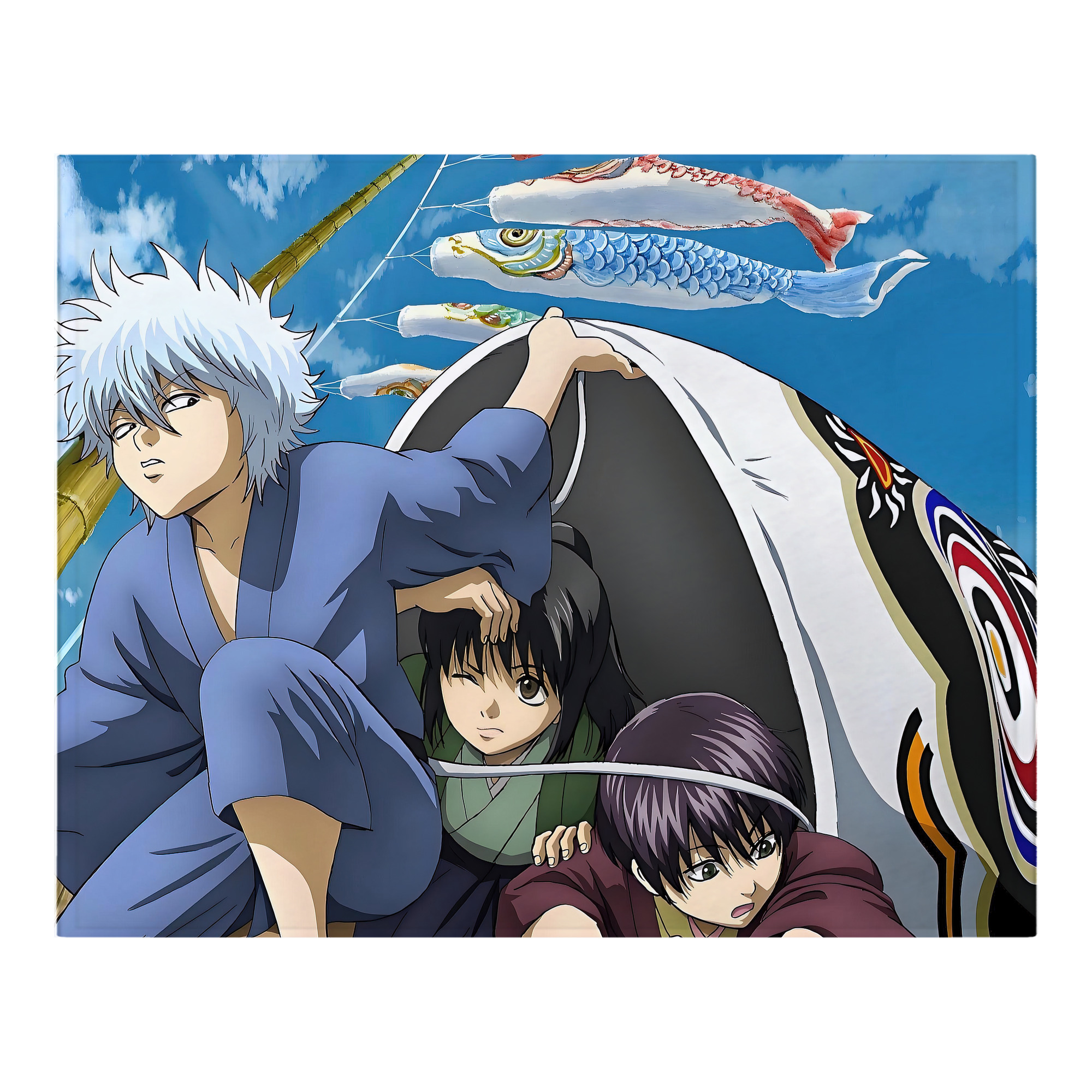 （画像用） ぎんたま 坂田銀時（さかたぎんとき） 神楽 志村新八（しむら しんぱち） GINTAMA Sakata Gintoki Kagura Shimura Shinpachi フランネルブランケット・多サイズ対応（横型）