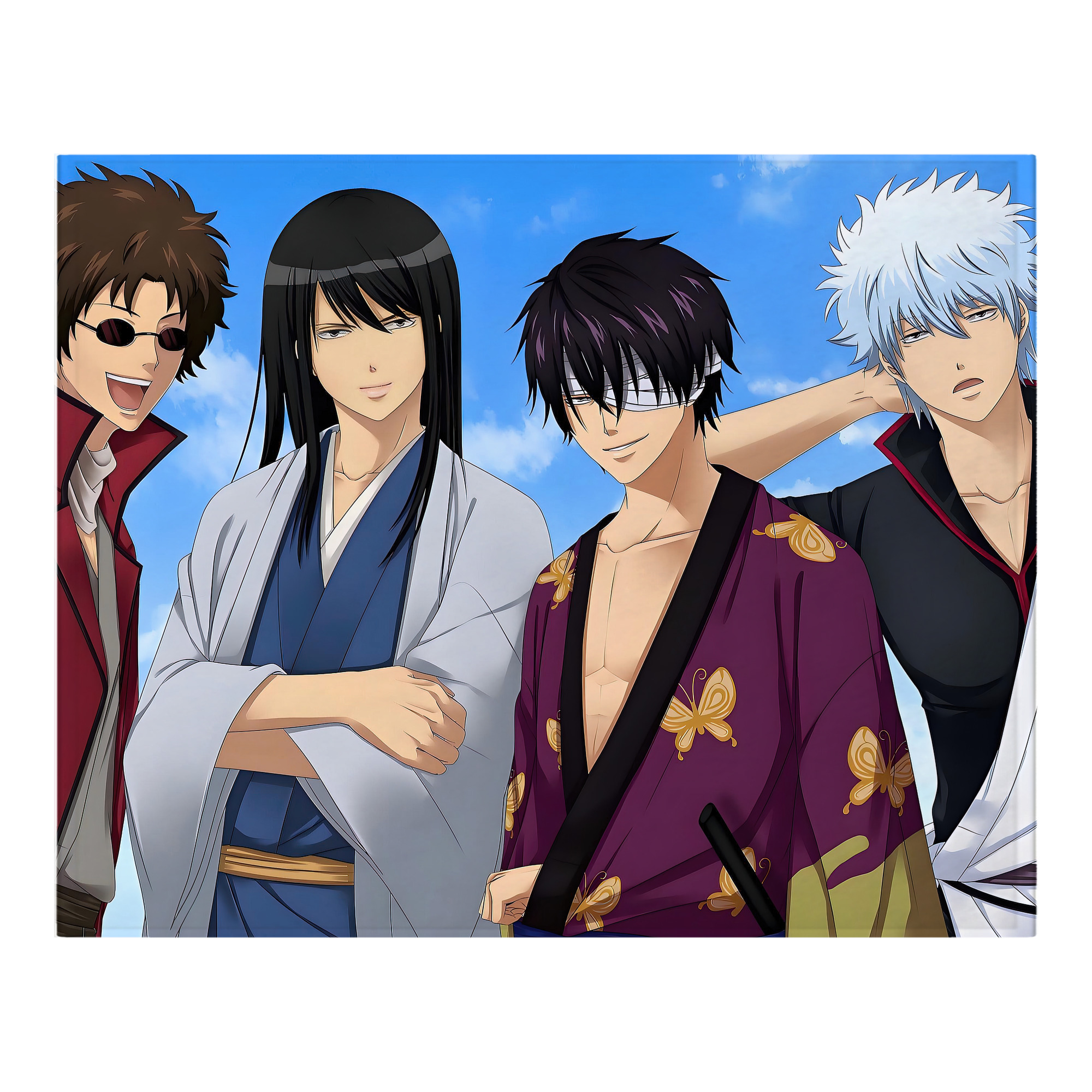 （画像用） ぎんたま 坂田銀時（さかたぎんとき） 神楽 志村新八（しむら しんぱち） GINTAMA Sakata Gintoki Kagura Shimura Shinpachi フランネルブランケット・多サイズ対応（横型）