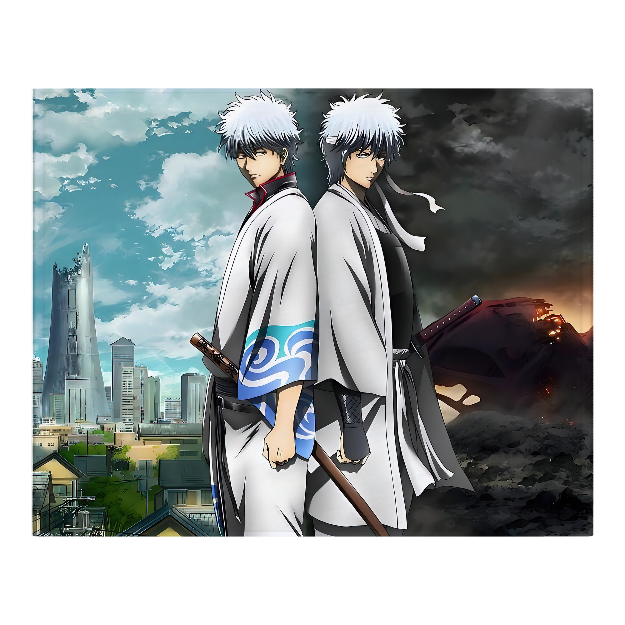 （画像用） ぎんたま 坂田銀時（さかたぎんとき） 神楽 志村新八（しむら しんぱち） GINTAMA Sakata Gintoki Kagura Shimura Shinpachi フランネルブランケット・多サイズ対応（横型）