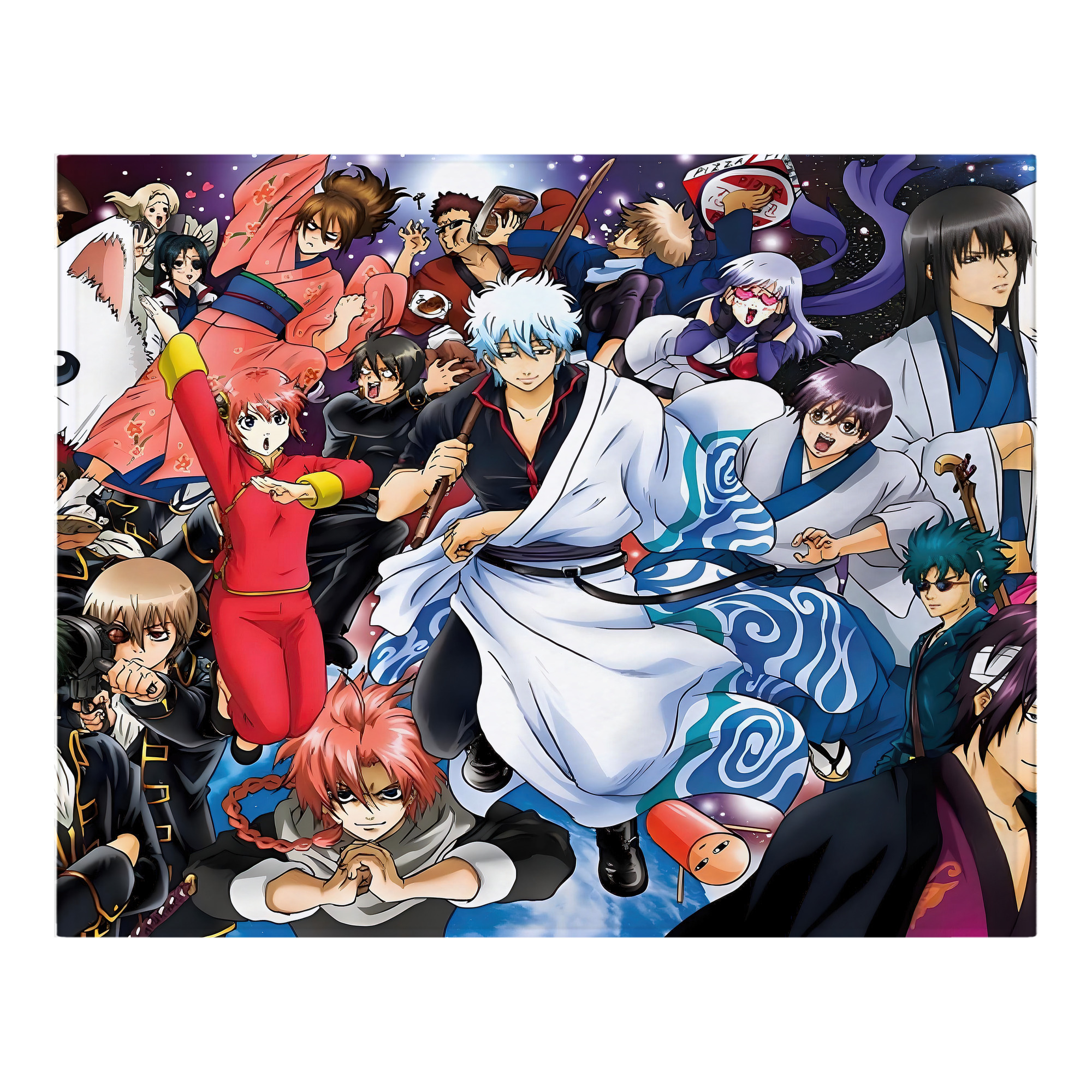 （画像用） ぎんたま 坂田銀時（さかたぎんとき） 神楽 志村新八（しむら しんぱち） GINTAMA Sakata Gintoki Kagura Shimura Shinpachi フランネルブランケット・多サイズ対応（横型）