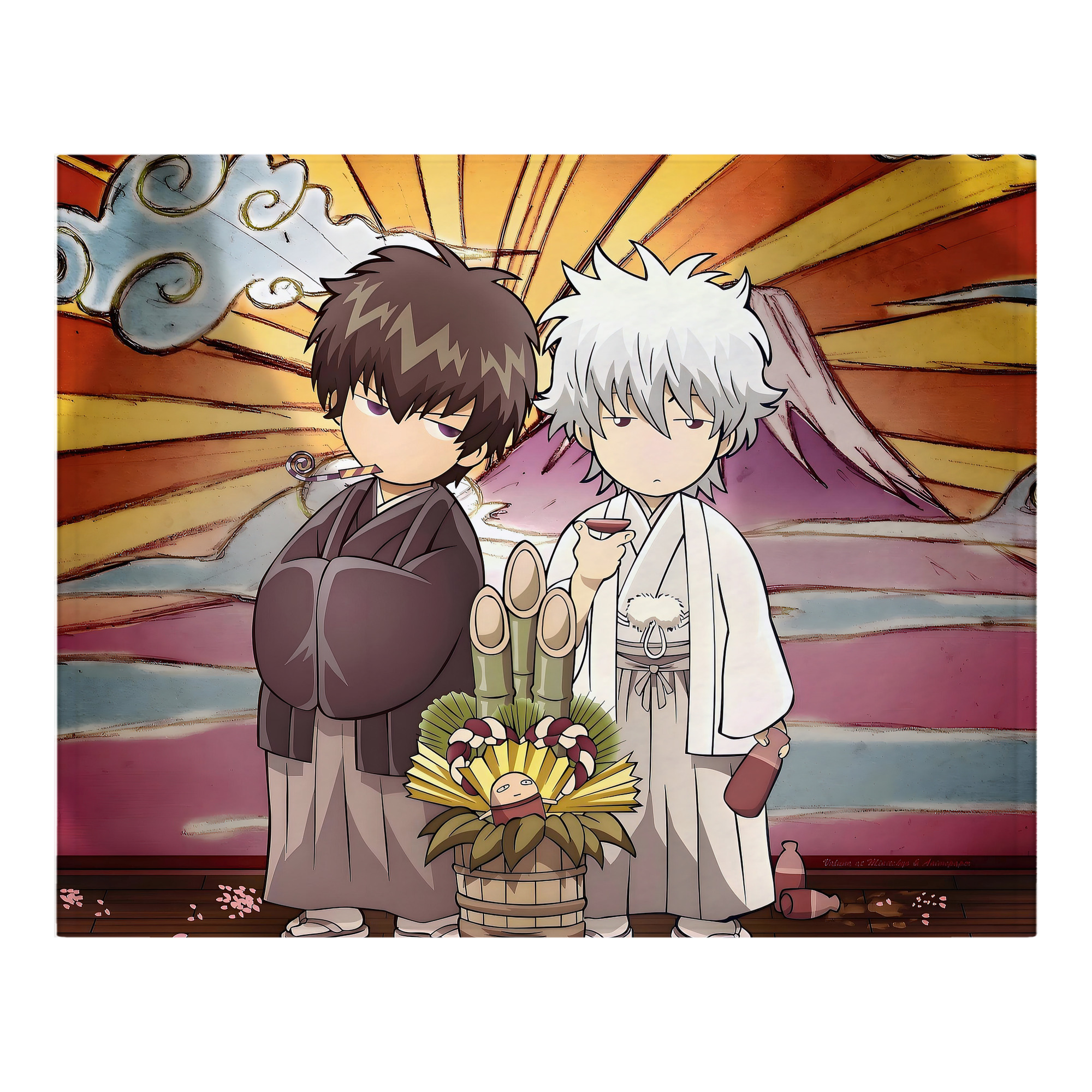 （画像用） ぎんたま 坂田銀時（さかたぎんとき） 神楽 志村新八（しむら しんぱち） GINTAMA Sakata Gintoki Kagura Shimura Shinpachi フランネルブランケット・多サイズ対応（横型）