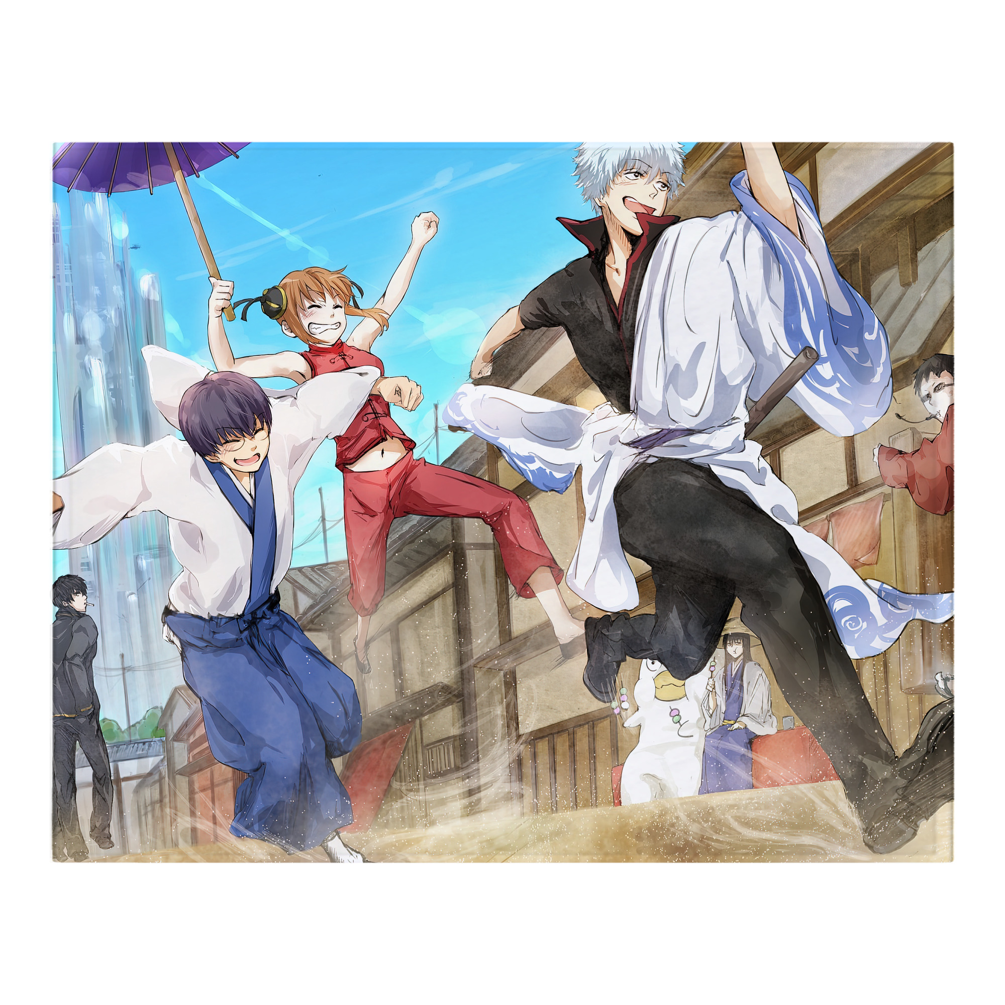 （画像用） ぎんたま 坂田銀時（さかたぎんとき） 神楽 志村新八（しむら しんぱち） GINTAMA Sakata Gintoki Kagura Shimura Shinpachi フランネルブランケット・多サイズ対応（横型）