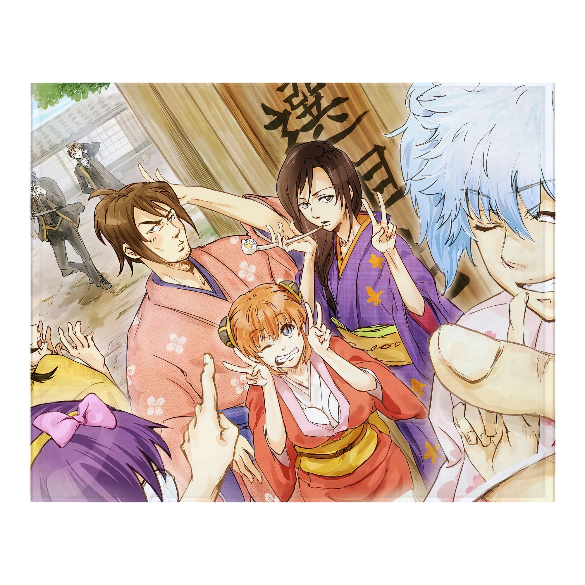 （画像用） ぎんたま 坂田銀時（さかたぎんとき） 神楽 志村新八（しむら しんぱち） GINTAMA Sakata Gintoki Kagura Shimura Shinpachi フランネルブランケット・多サイズ対応（横型）