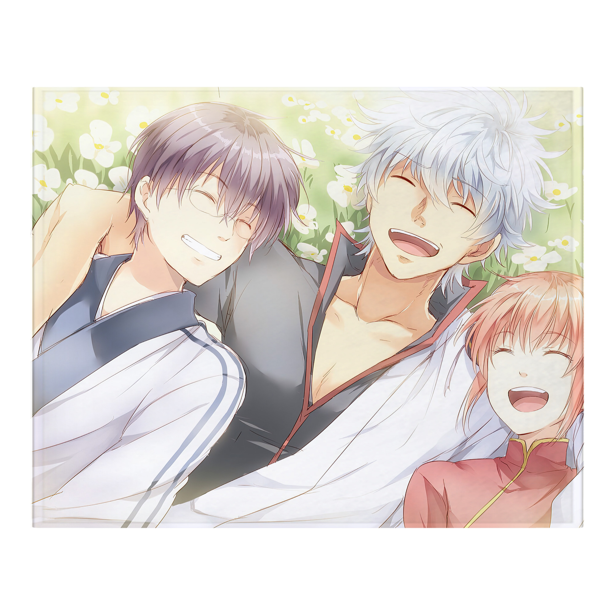 （画像用） ぎんたま 坂田銀時（さかたぎんとき） 神楽 志村新八（しむら しんぱち） GINTAMA Sakata Gintoki Kagura Shimura Shinpachi フランネルブランケット・多サイズ対応（横型）