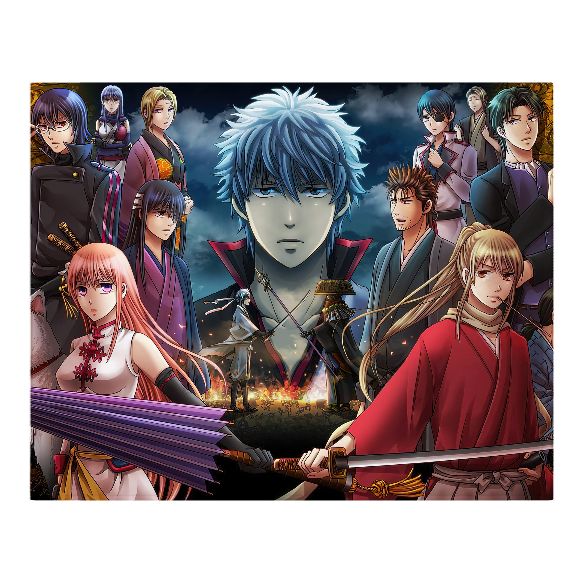 （画像用） ぎんたま 坂田銀時（さかたぎんとき） 神楽 志村新八（しむら しんぱち） GINTAMA Sakata Gintoki Kagura Shimura Shinpachi フランネルブランケット・多サイズ対応（横型）